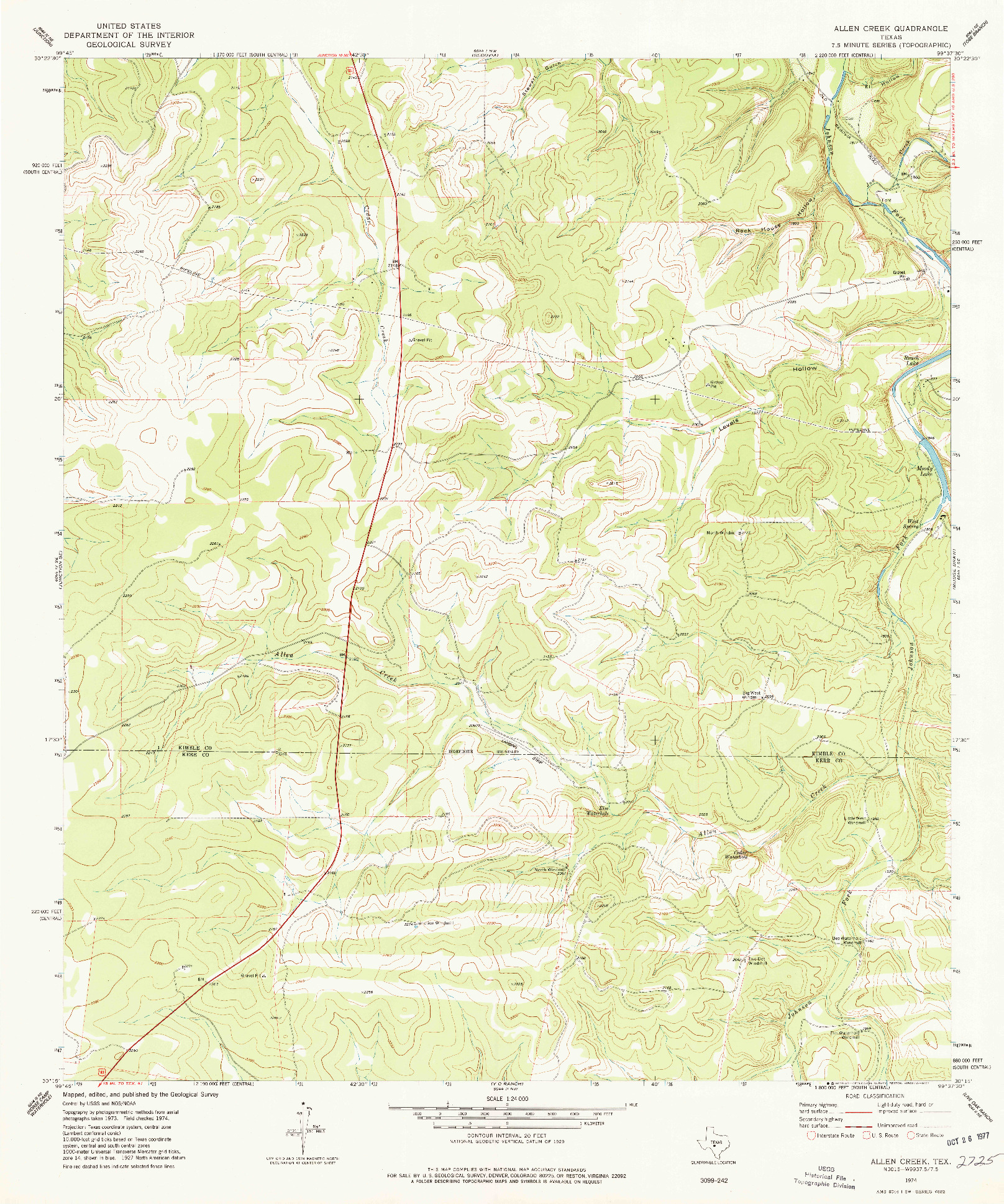 USGS 1:24000-SCALE QUADRANGLE FOR ALLEN CREEK, TX 1974