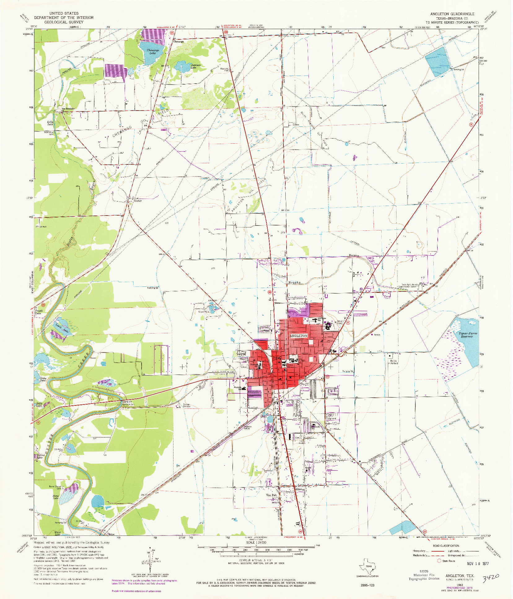 USGS 1:24000-SCALE QUADRANGLE FOR ANGLETON, TX 1963