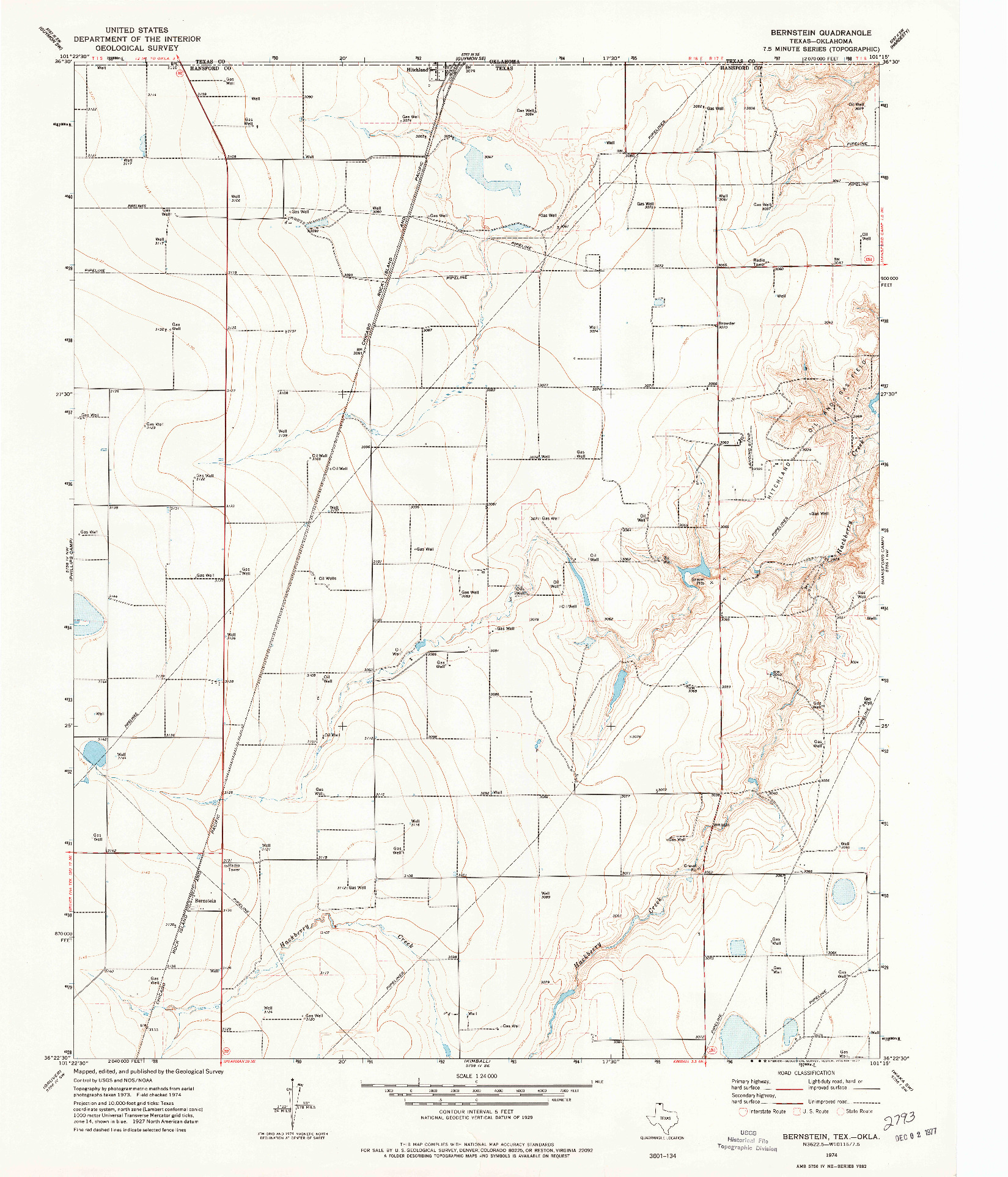 USGS 1:24000-SCALE QUADRANGLE FOR BERNSTEIN, TX 1974