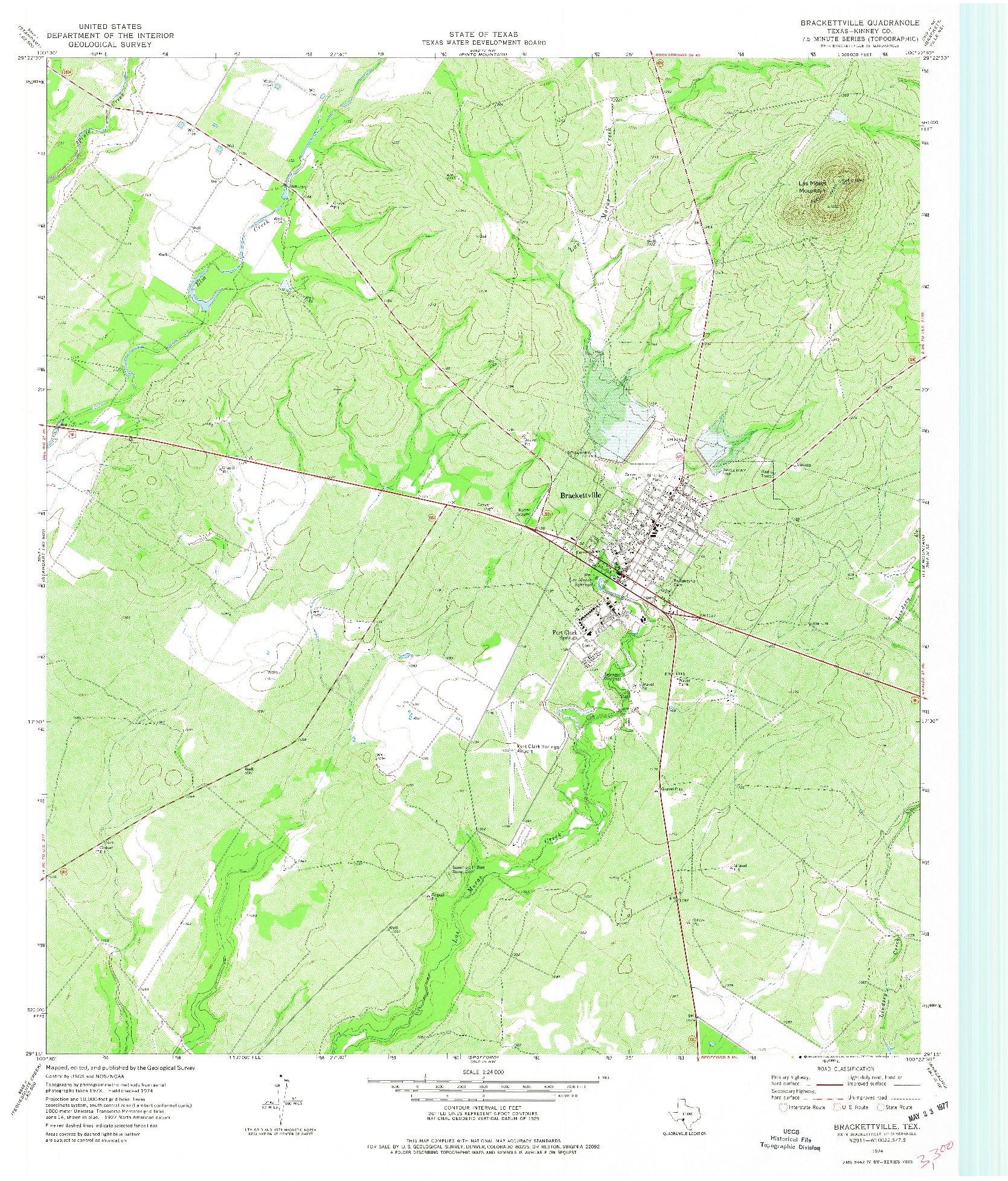 USGS 1:24000-SCALE QUADRANGLE FOR BRACKETTVILLE, TX 1974