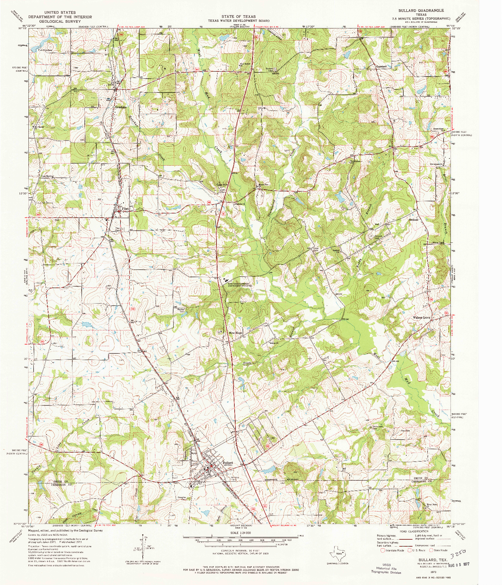 USGS 1:24000-SCALE QUADRANGLE FOR BULLARD, TX 1973