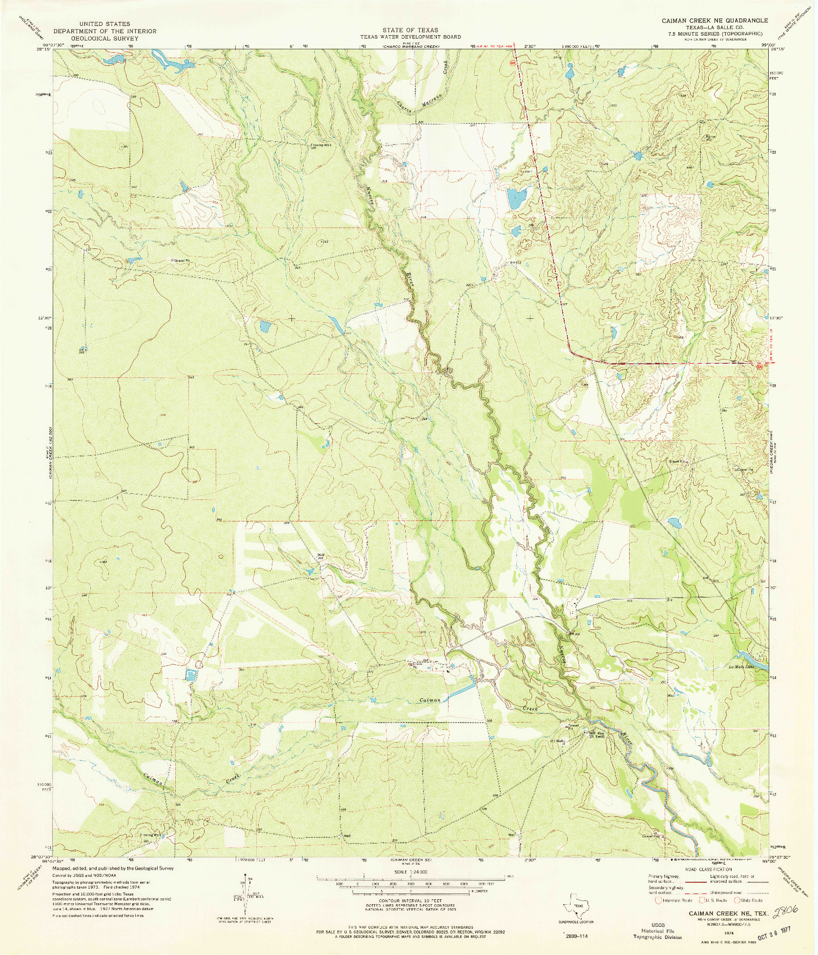 USGS 1:24000-SCALE QUADRANGLE FOR CAIMAN CREEK NE, TX 1974
