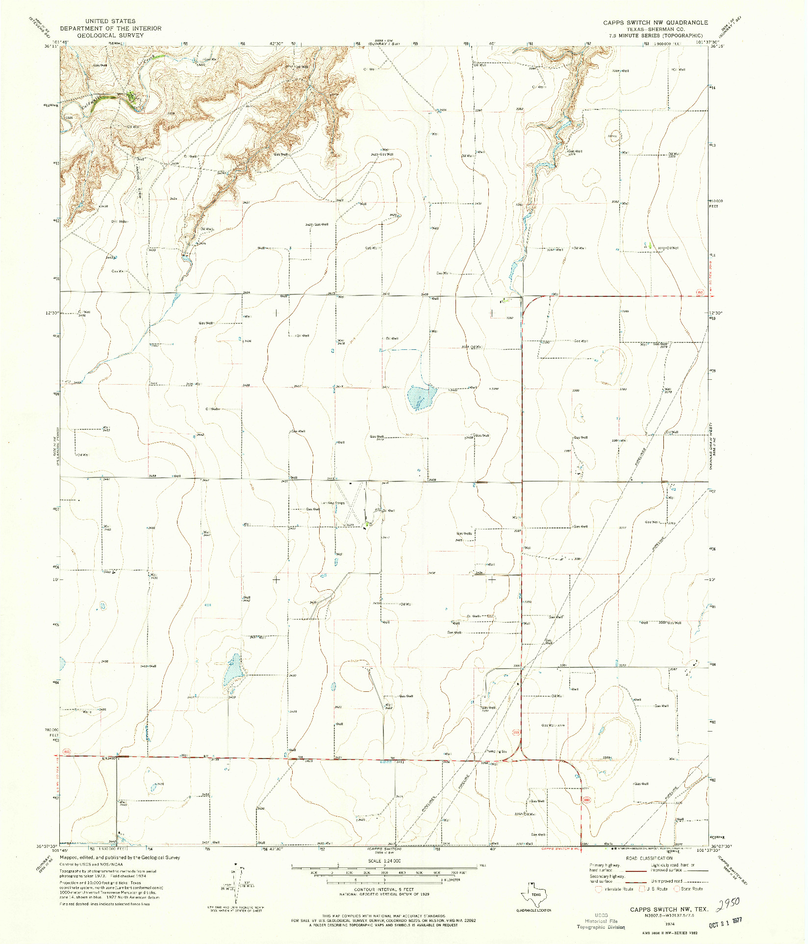 USGS 1:24000-SCALE QUADRANGLE FOR CAPPS SWITCH NW, TX 1974