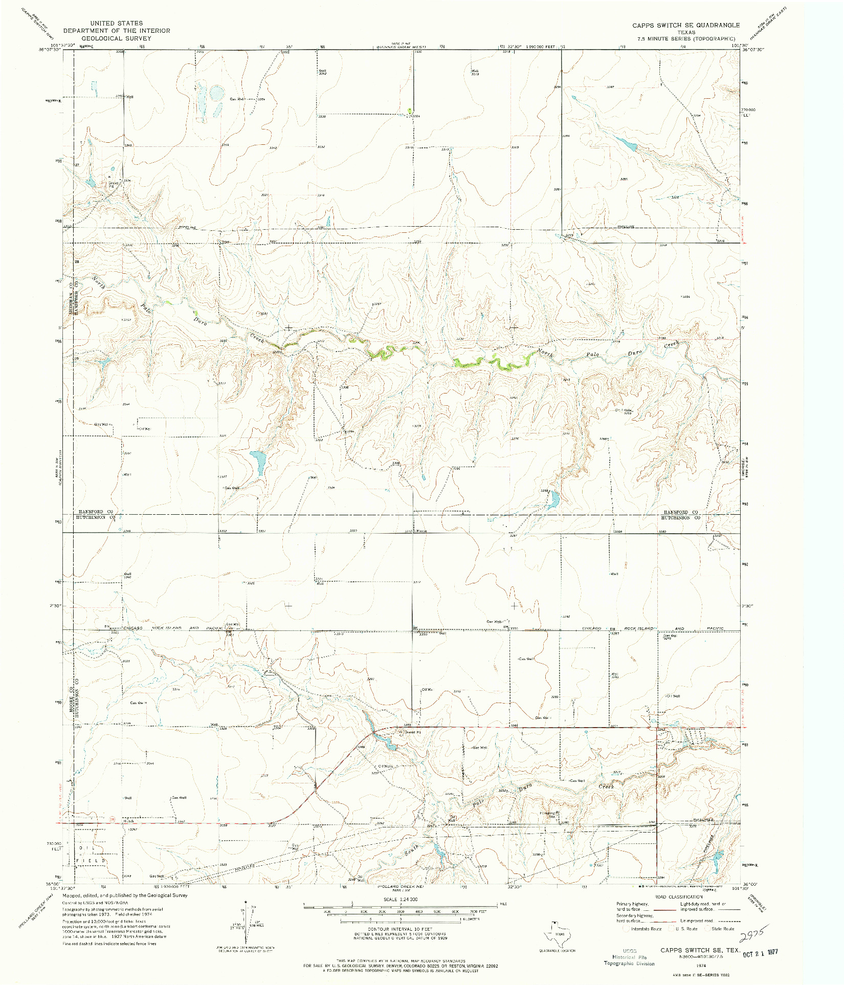 USGS 1:24000-SCALE QUADRANGLE FOR CAPPS SWITCH SE, TX 1974