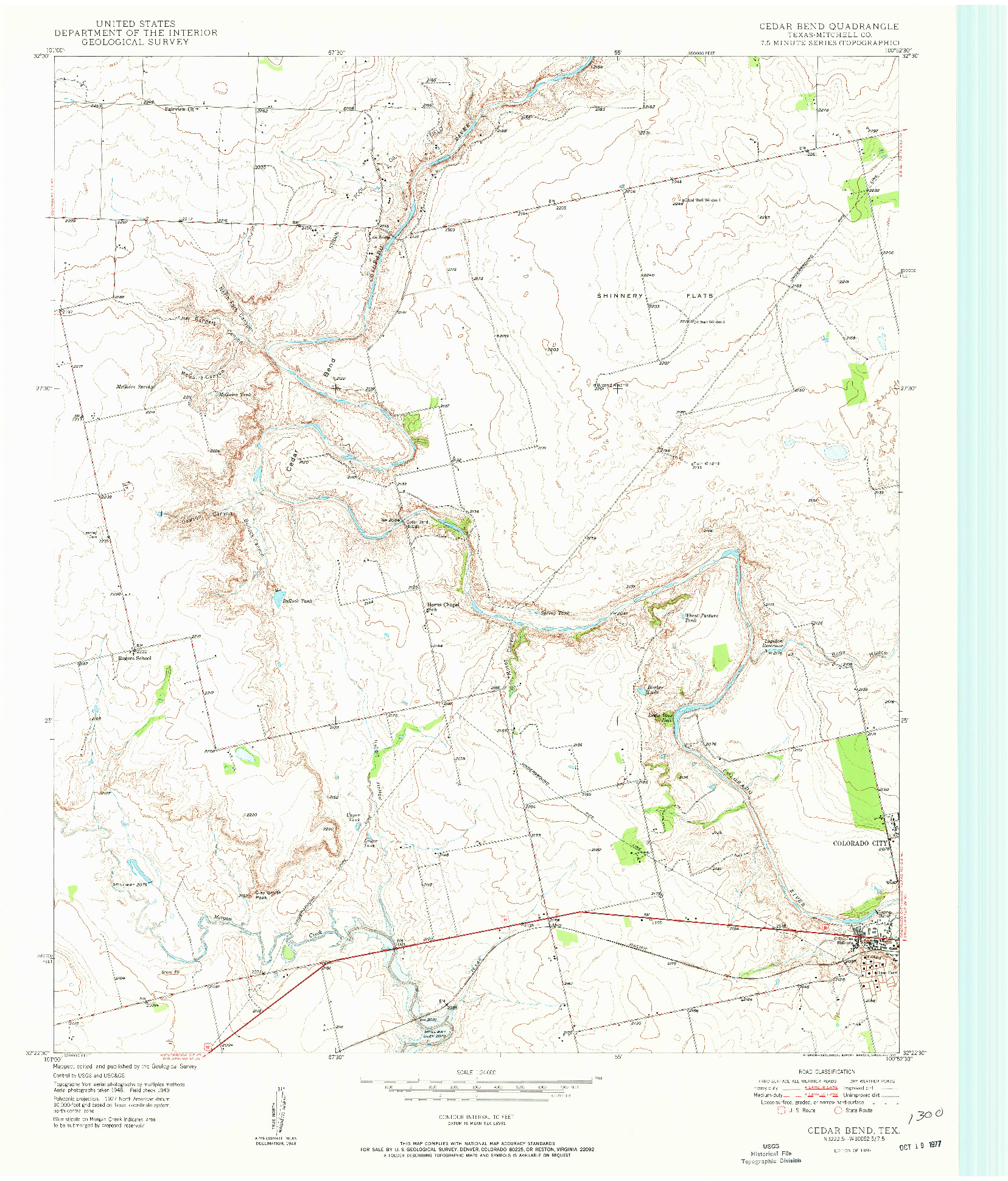 USGS 1:24000-SCALE QUADRANGLE FOR CEDAR BEND, TX 1950