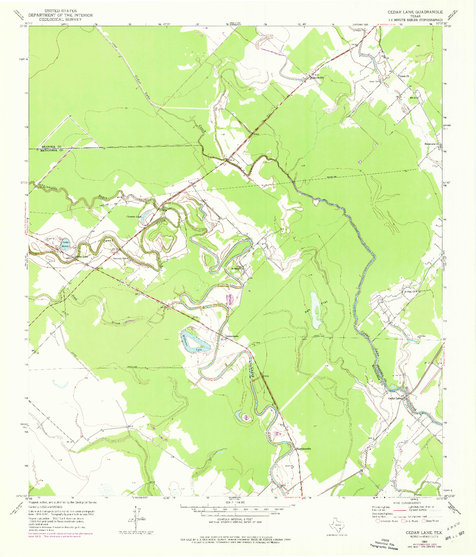 USGS 1:24000-SCALE QUADRANGLE FOR CEDAR LANE, TX 1952