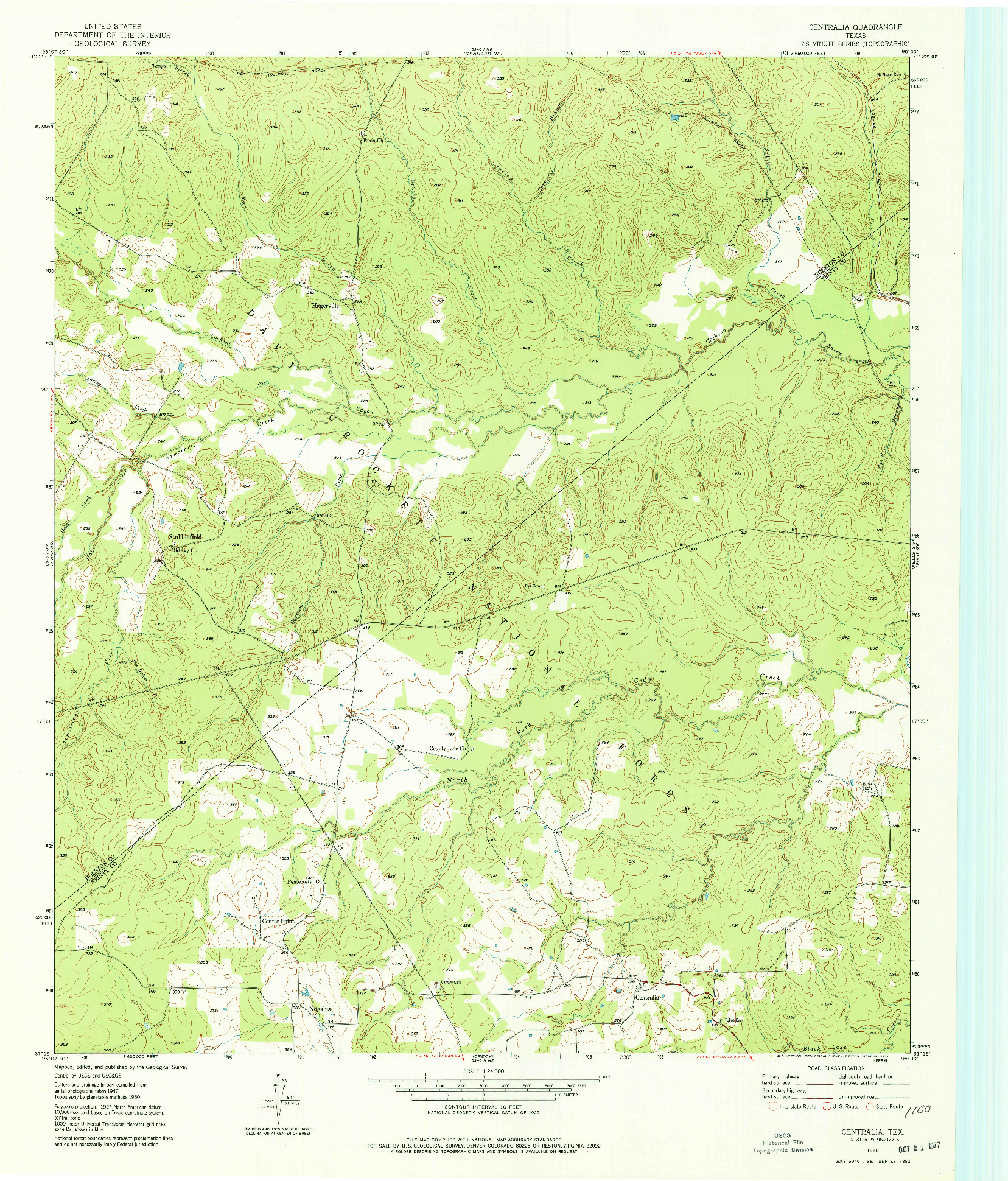 USGS 1:24000-SCALE QUADRANGLE FOR CENTRALIA, TX 1950