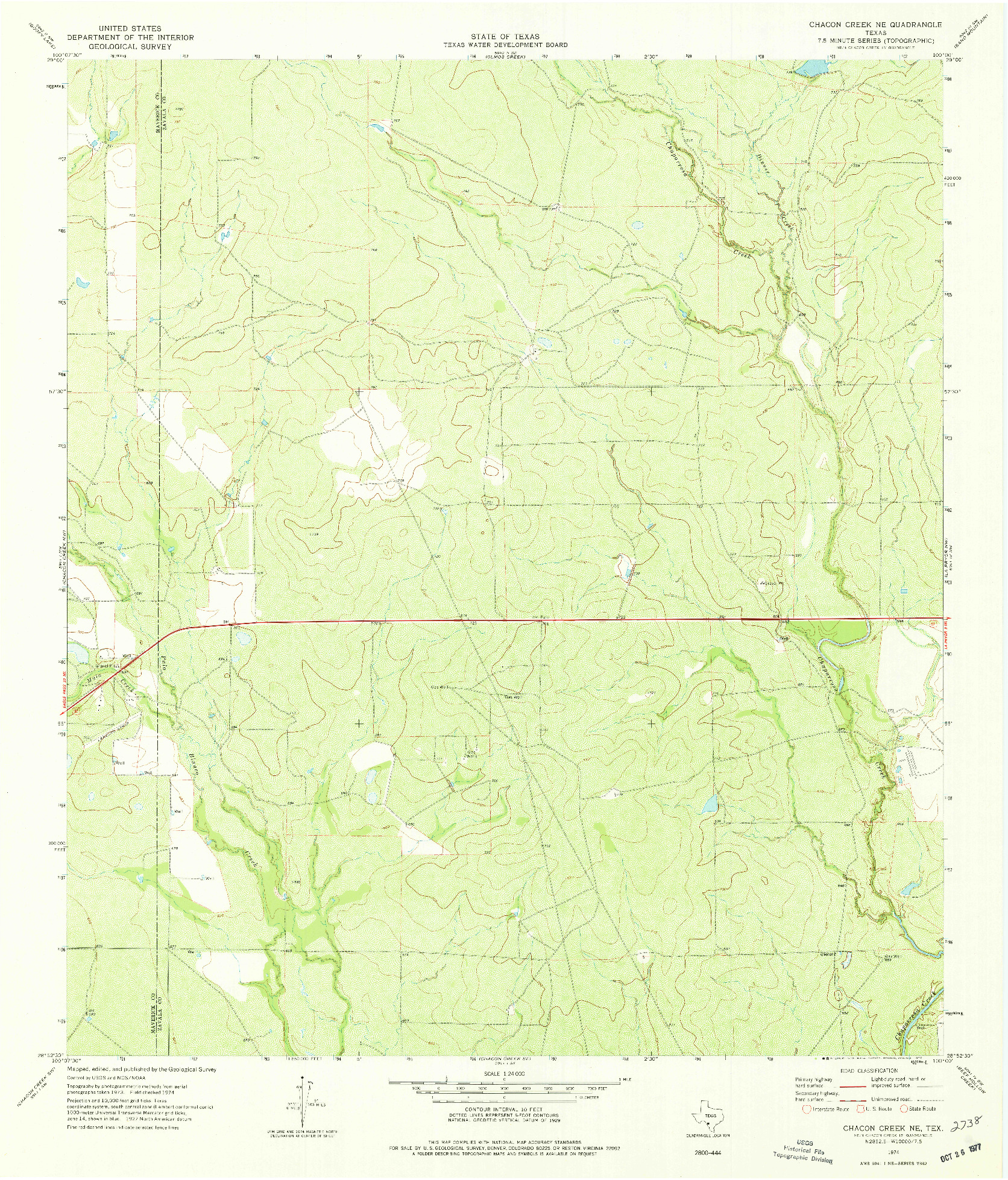 USGS 1:24000-SCALE QUADRANGLE FOR CHACON CREEK NE, TX 1974