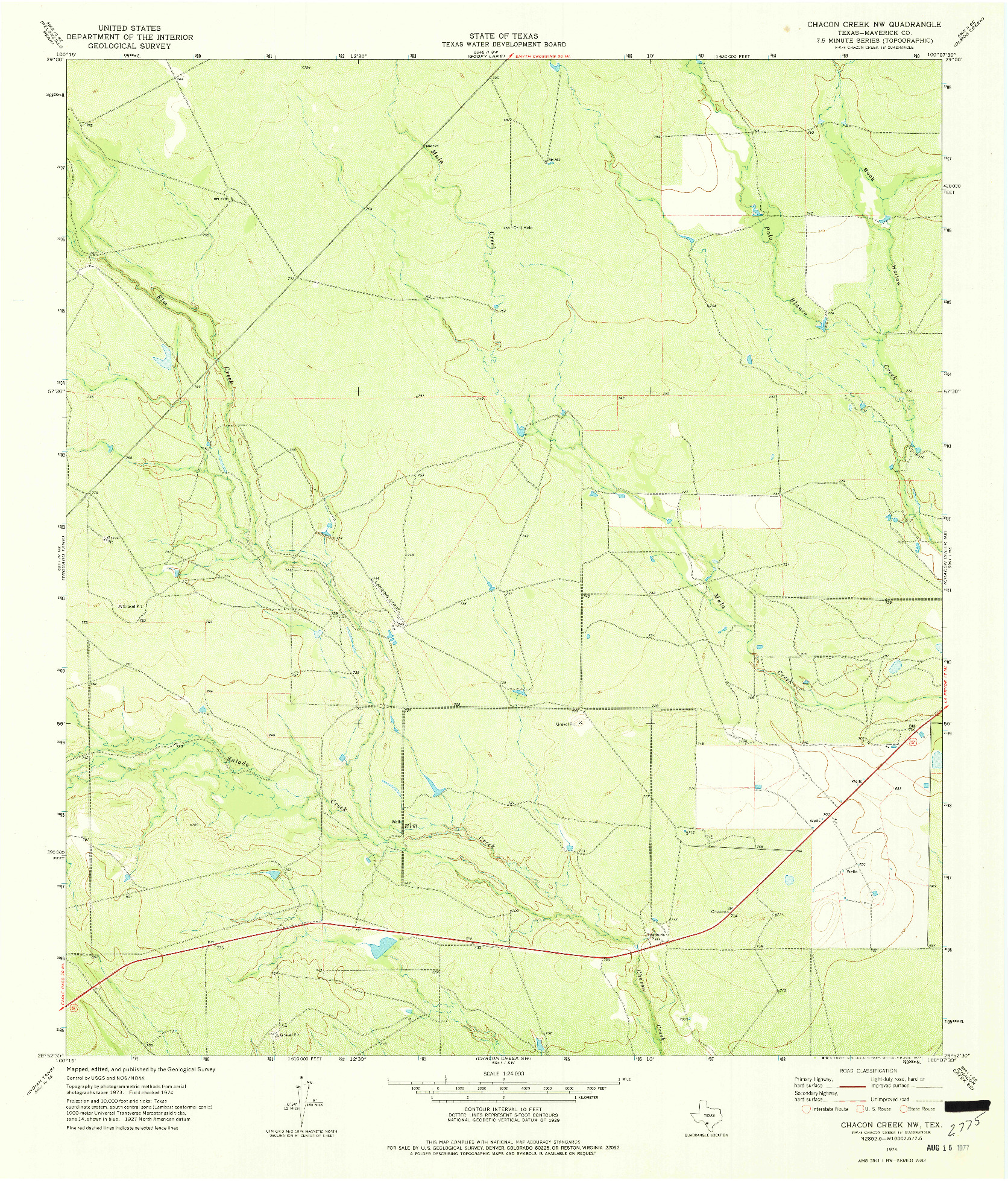 USGS 1:24000-SCALE QUADRANGLE FOR CHACON CREEK NW, TX 1974