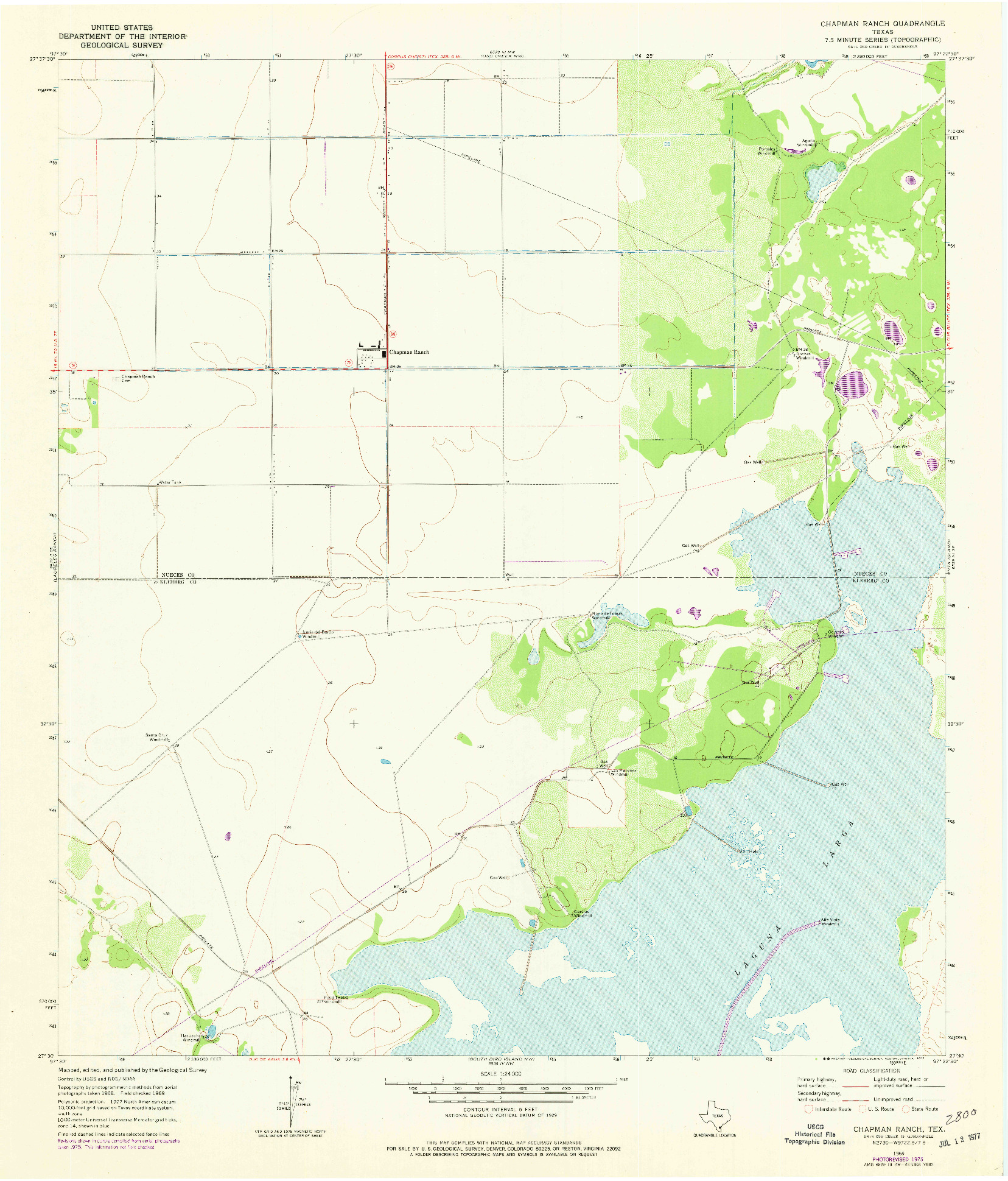 USGS 1:24000-SCALE QUADRANGLE FOR CHAPMAN RANCH, TX 1969