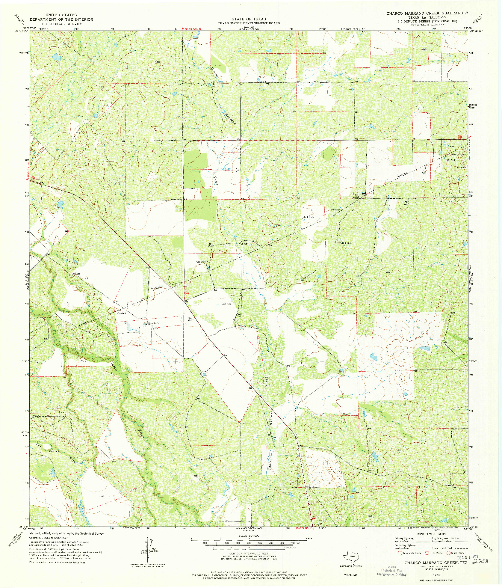 USGS 1:24000-SCALE QUADRANGLE FOR CHARCO MARRANO CREEK, TX 1974