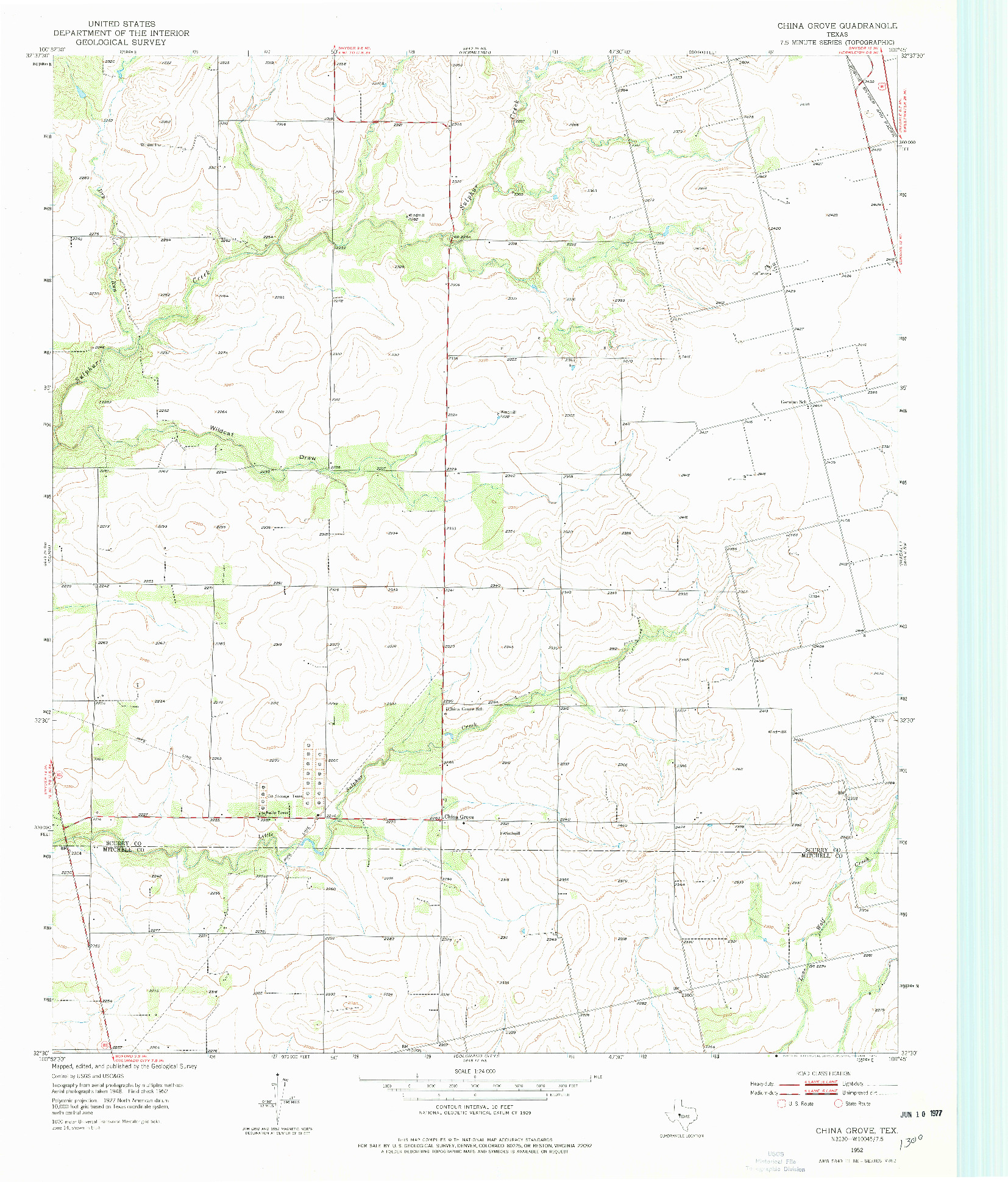 USGS 1:24000-SCALE QUADRANGLE FOR CHINA GROVE, TX 1952