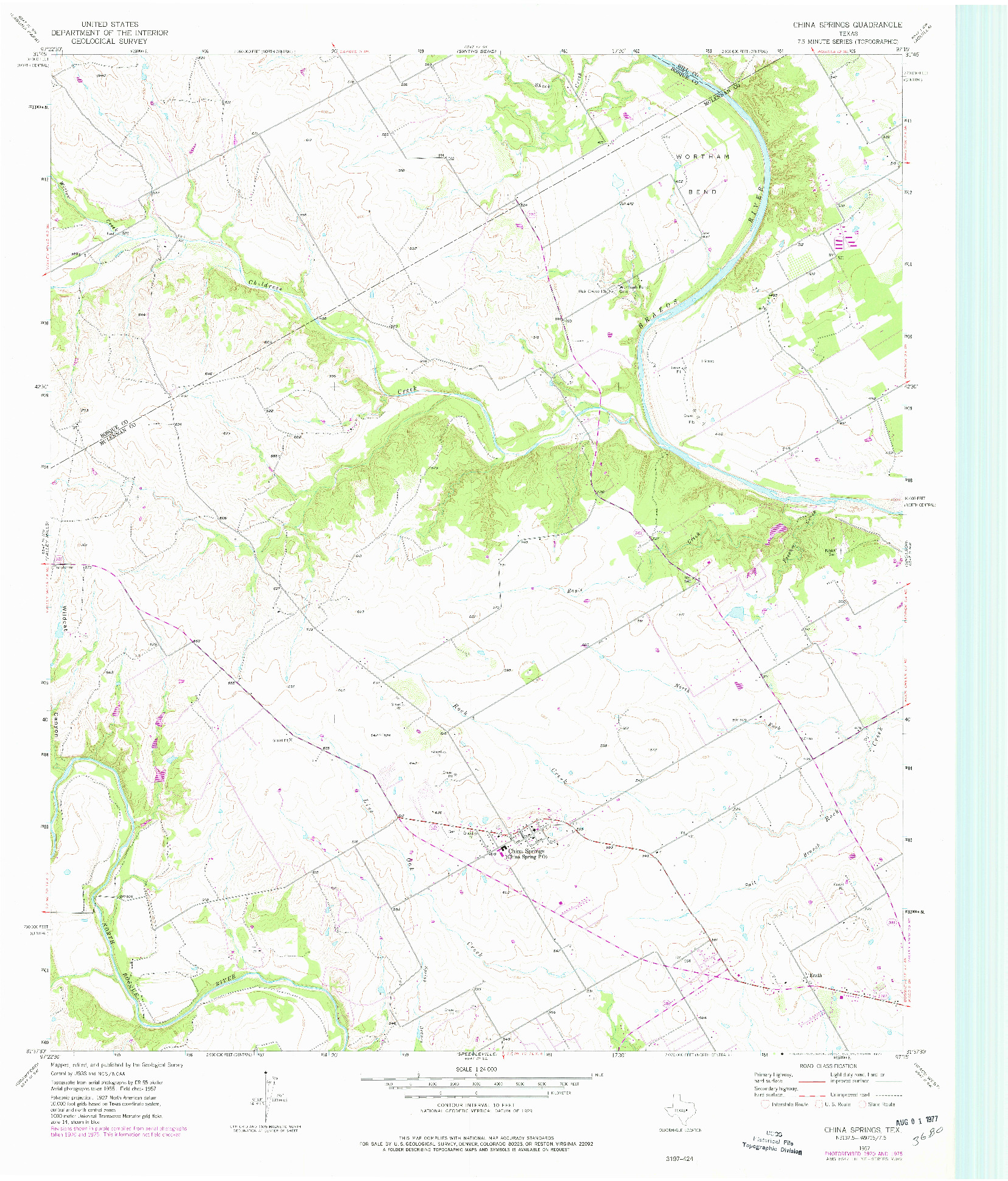 USGS 1:24000-SCALE QUADRANGLE FOR CHINA SPRINGS, TX 1957