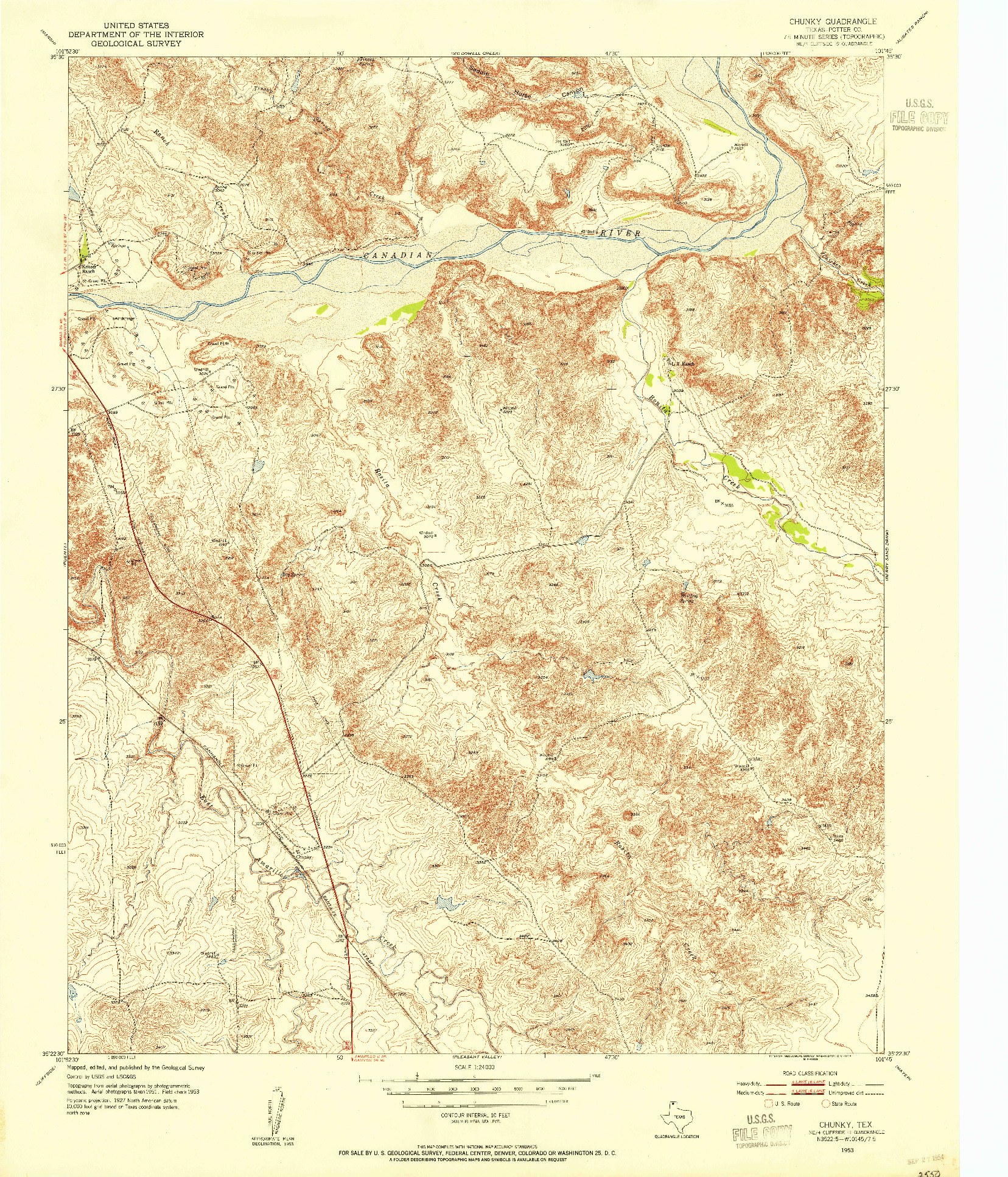 USGS 1:24000-SCALE QUADRANGLE FOR CHUNKY, TX 1953