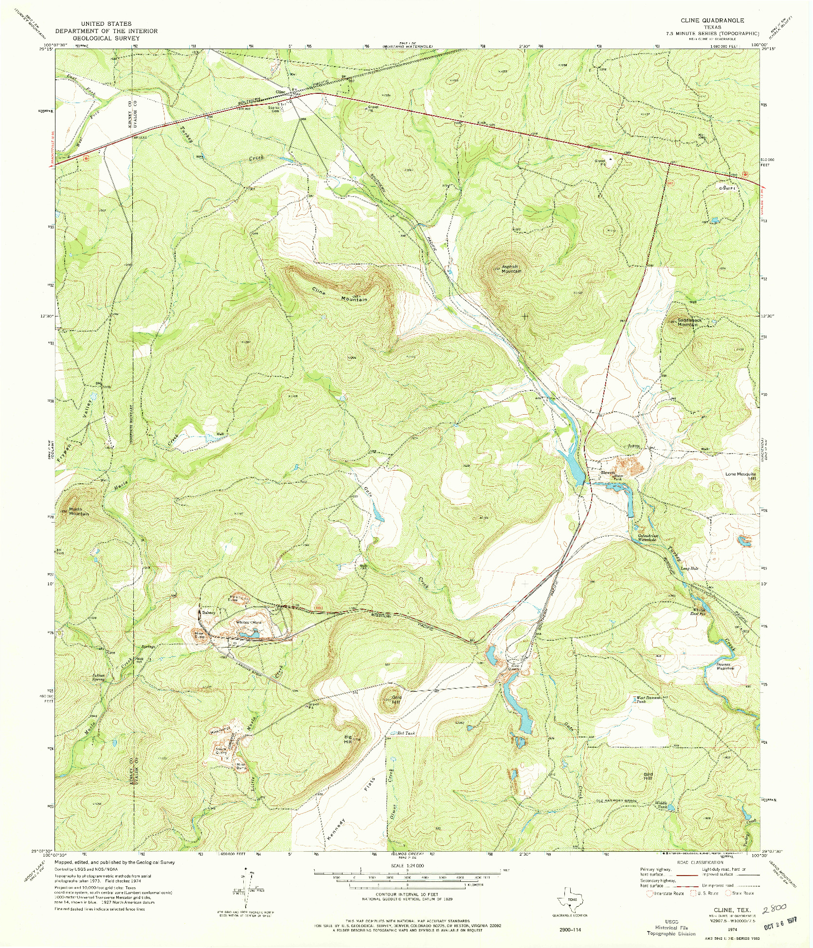 USGS 1:24000-SCALE QUADRANGLE FOR CLINE, TX 1974