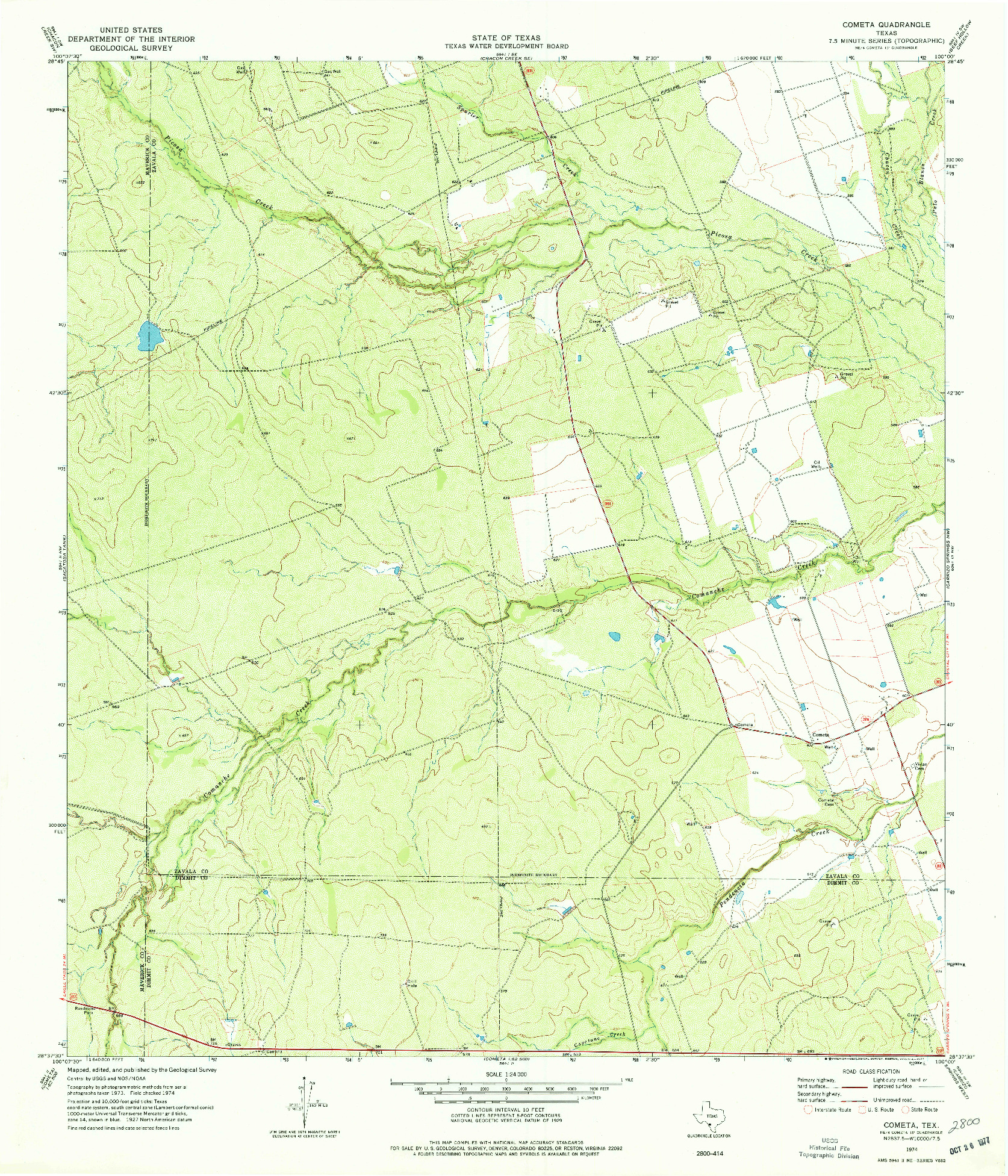 USGS 1:24000-SCALE QUADRANGLE FOR COMETA, TX 1974