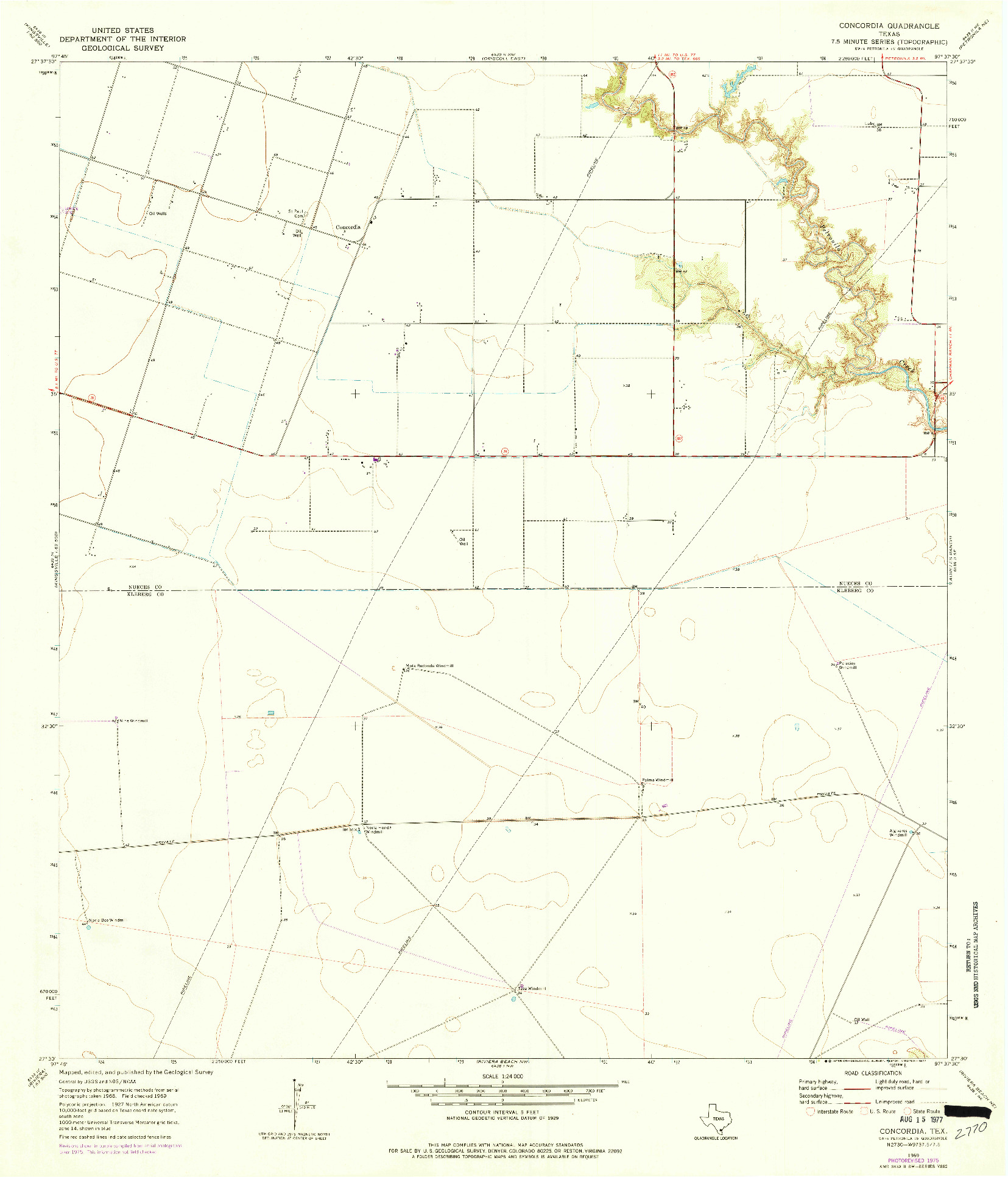 USGS 1:24000-SCALE QUADRANGLE FOR CONCORDIA, TX 1969