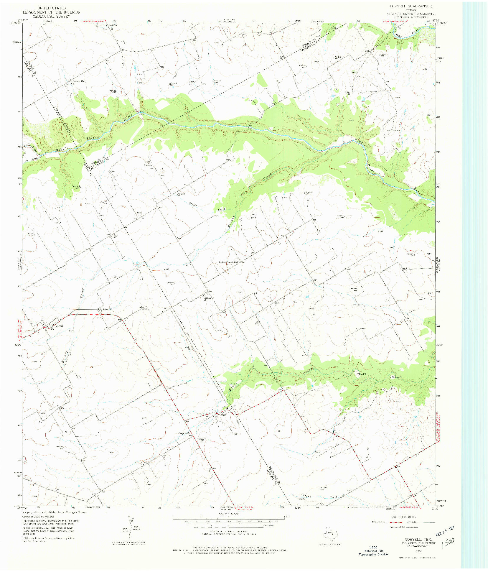 USGS 1:24000-SCALE QUADRANGLE FOR CORYELL, TX 1955