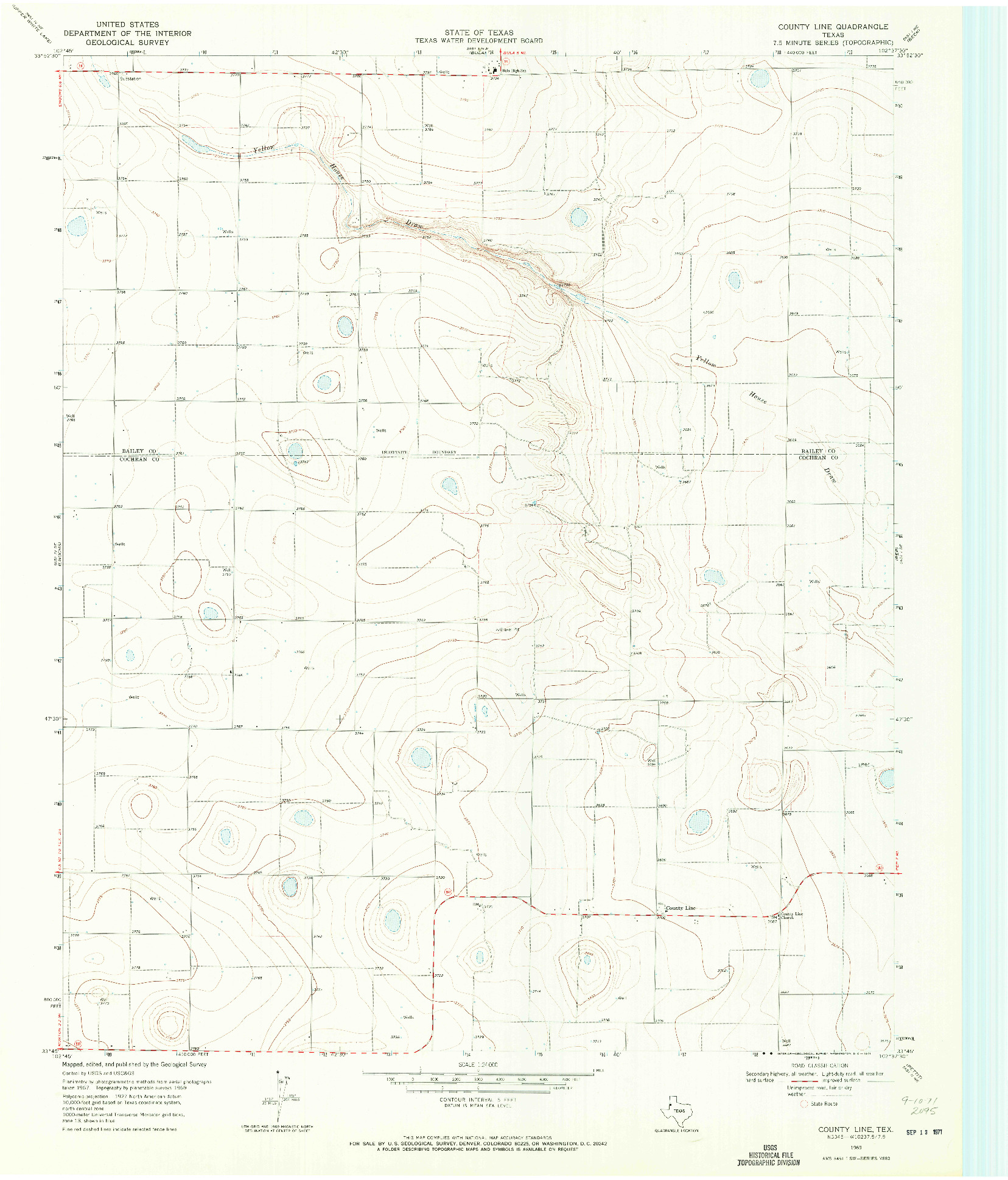 USGS 1:24000-SCALE QUADRANGLE FOR COUNTY LINE, TX 1974