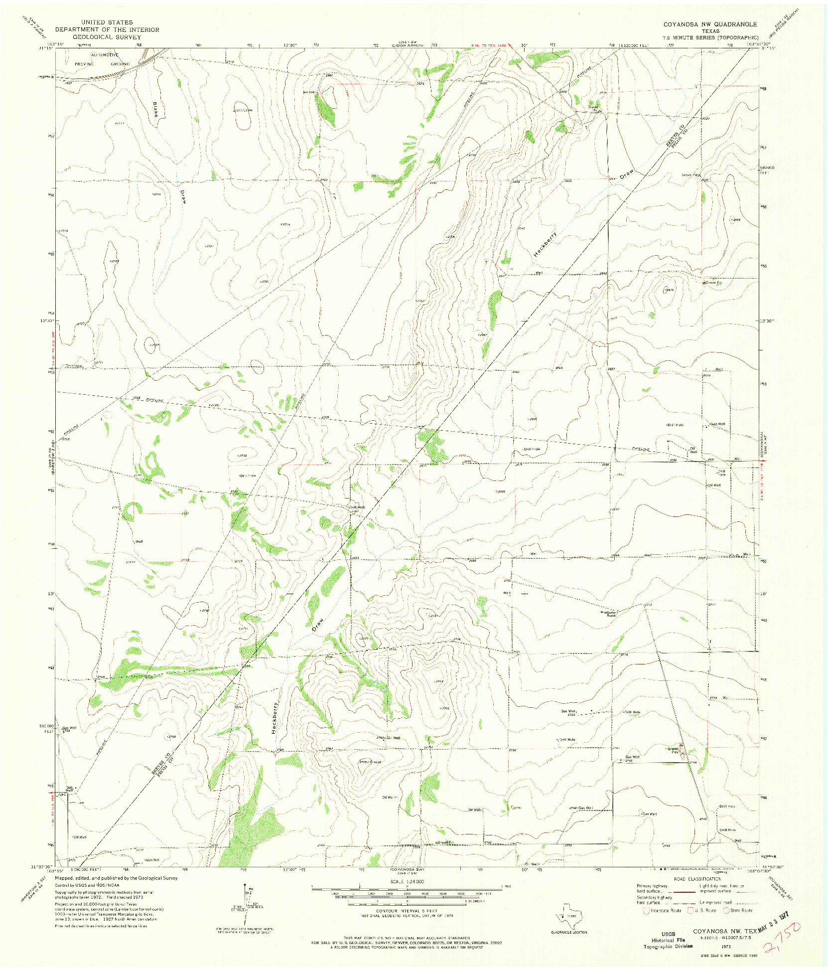 USGS 1:24000-SCALE QUADRANGLE FOR COYANOSA NW, TX 1973