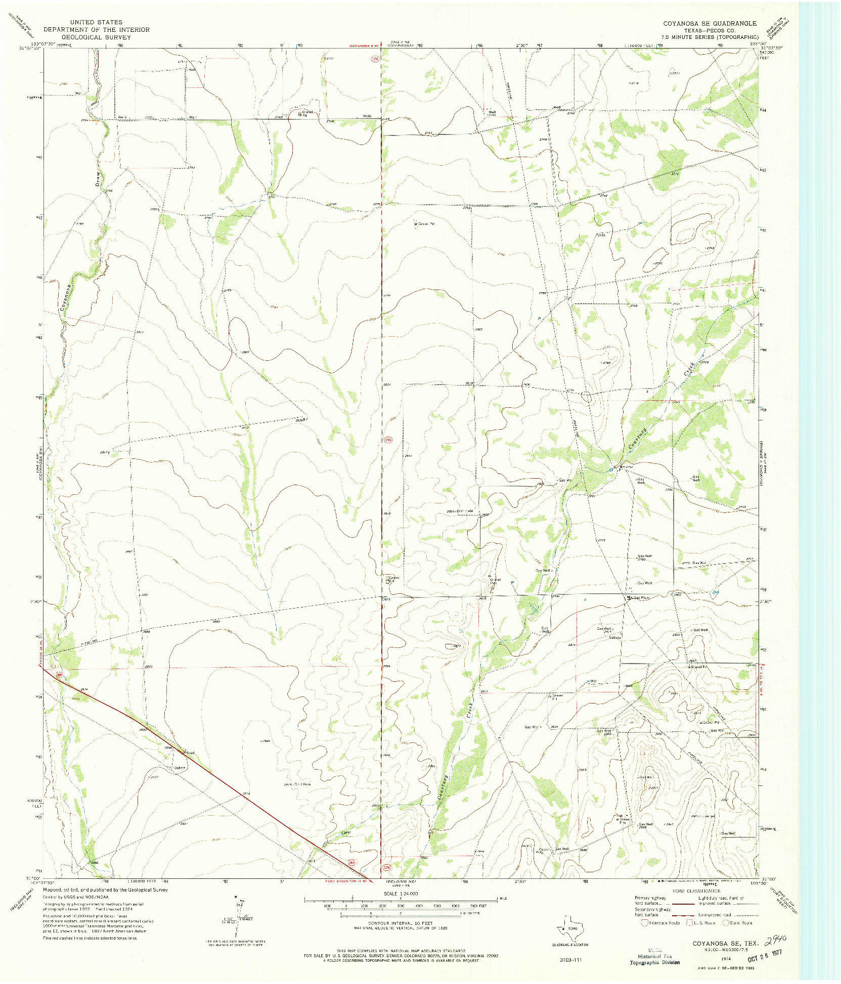 USGS 1:24000-SCALE QUADRANGLE FOR COYANOSA SE, TX 1974