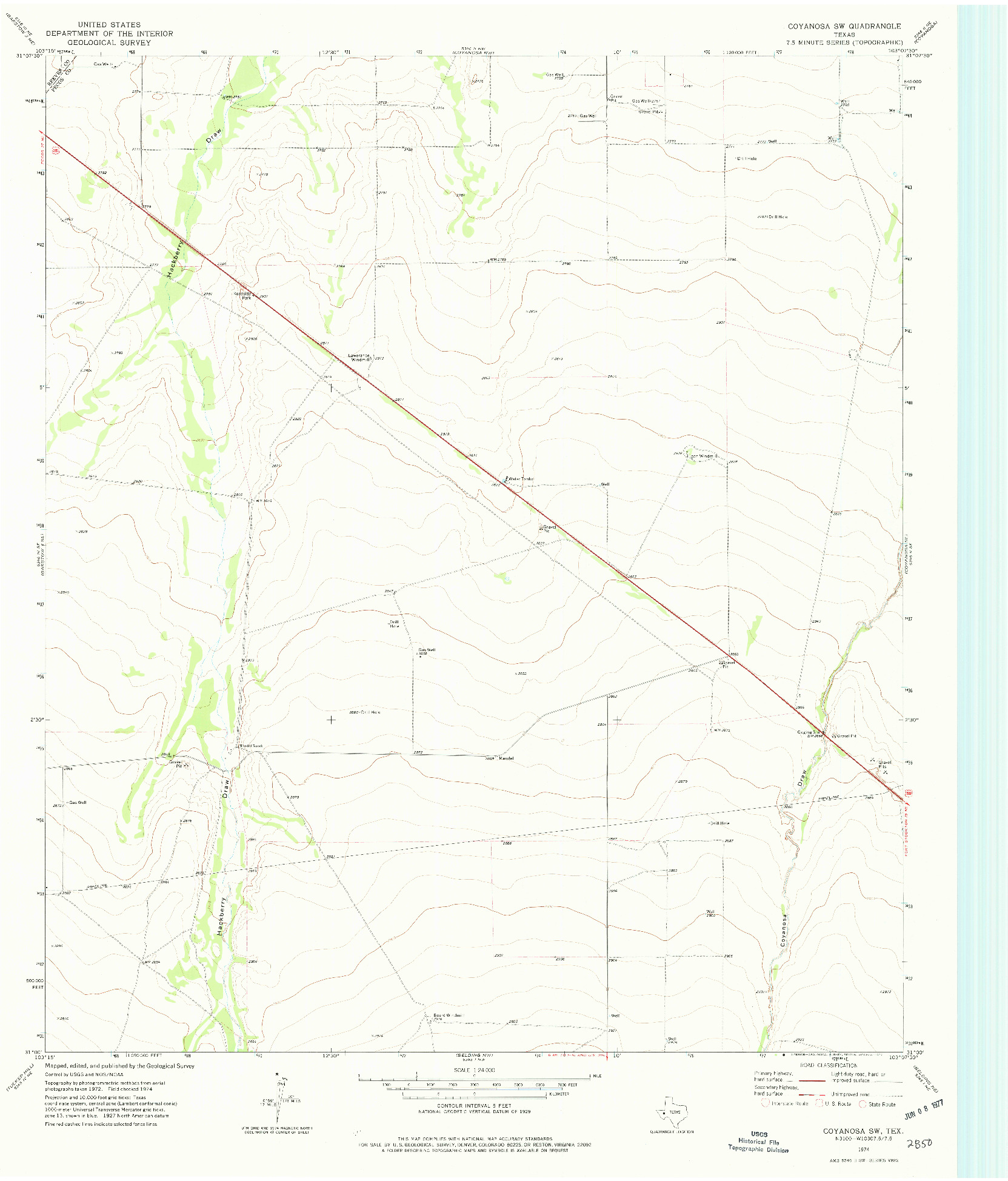 USGS 1:24000-SCALE QUADRANGLE FOR COYANOSA SW, TX 1974