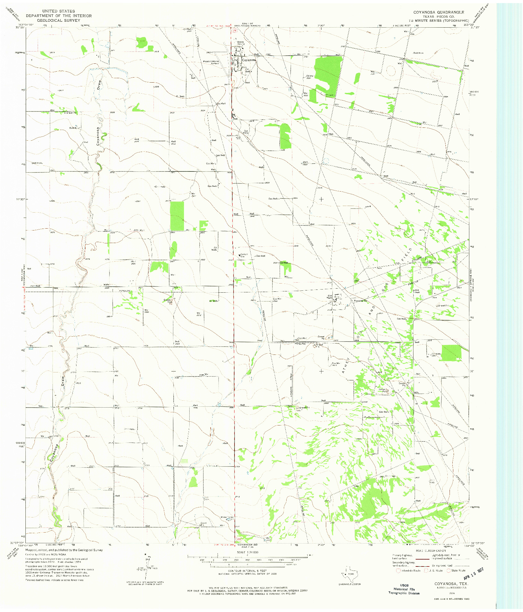 USGS 1:24000-SCALE QUADRANGLE FOR COYANOSA, TX 1974