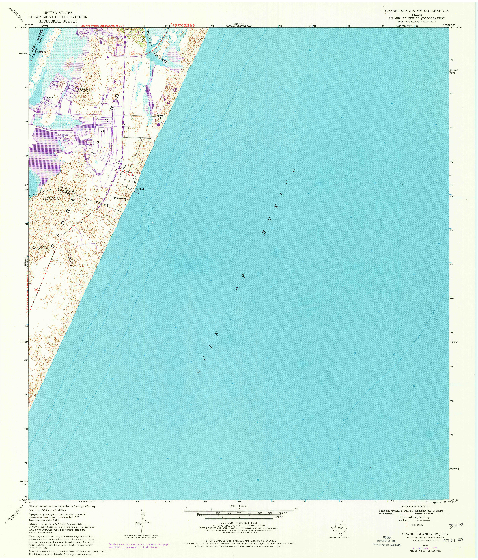 USGS 1:24000-SCALE QUADRANGLE FOR CRANE ISLANDS SW, TX 1968