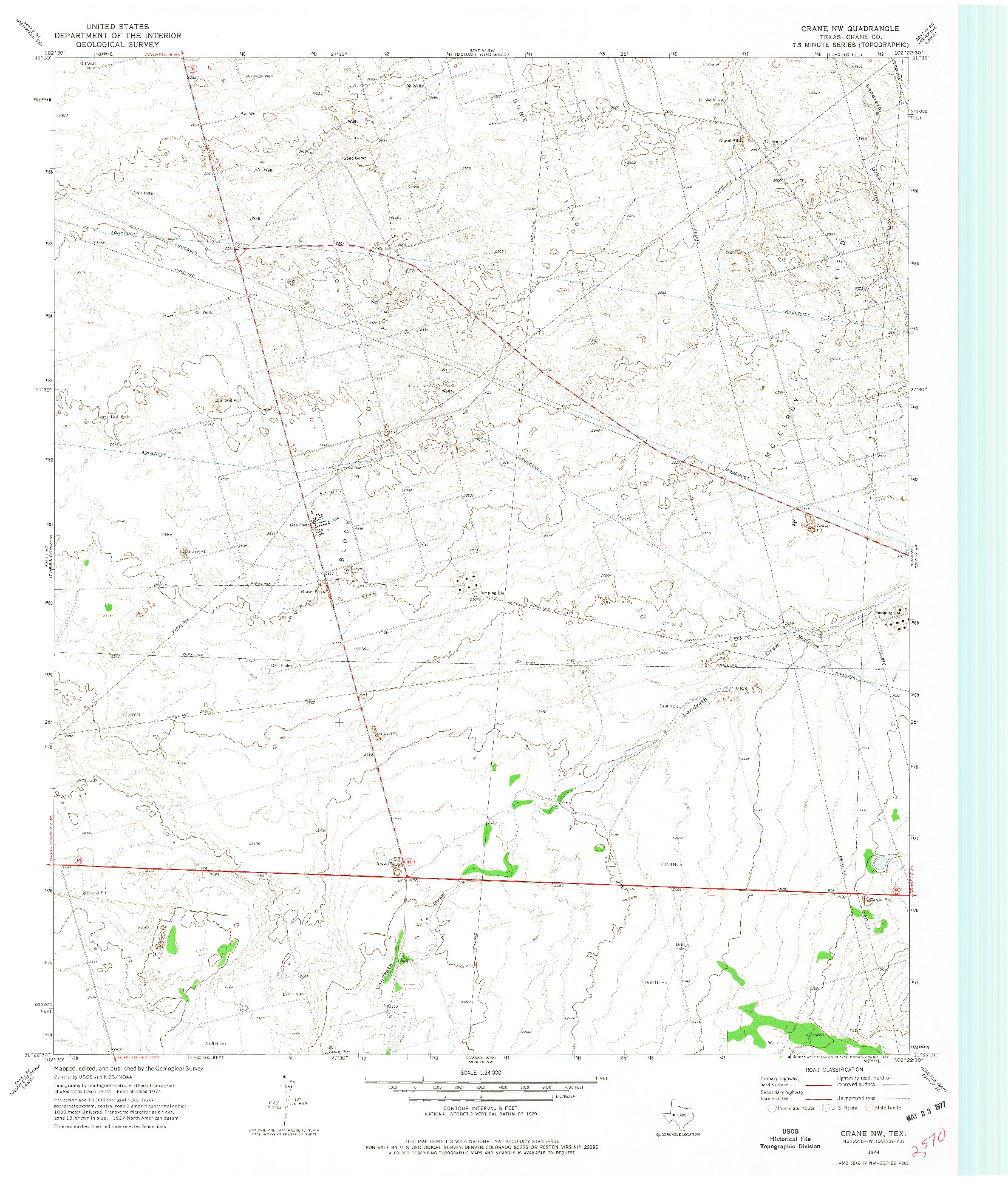 USGS 1:24000-SCALE QUADRANGLE FOR CRANE NW, TX 1974