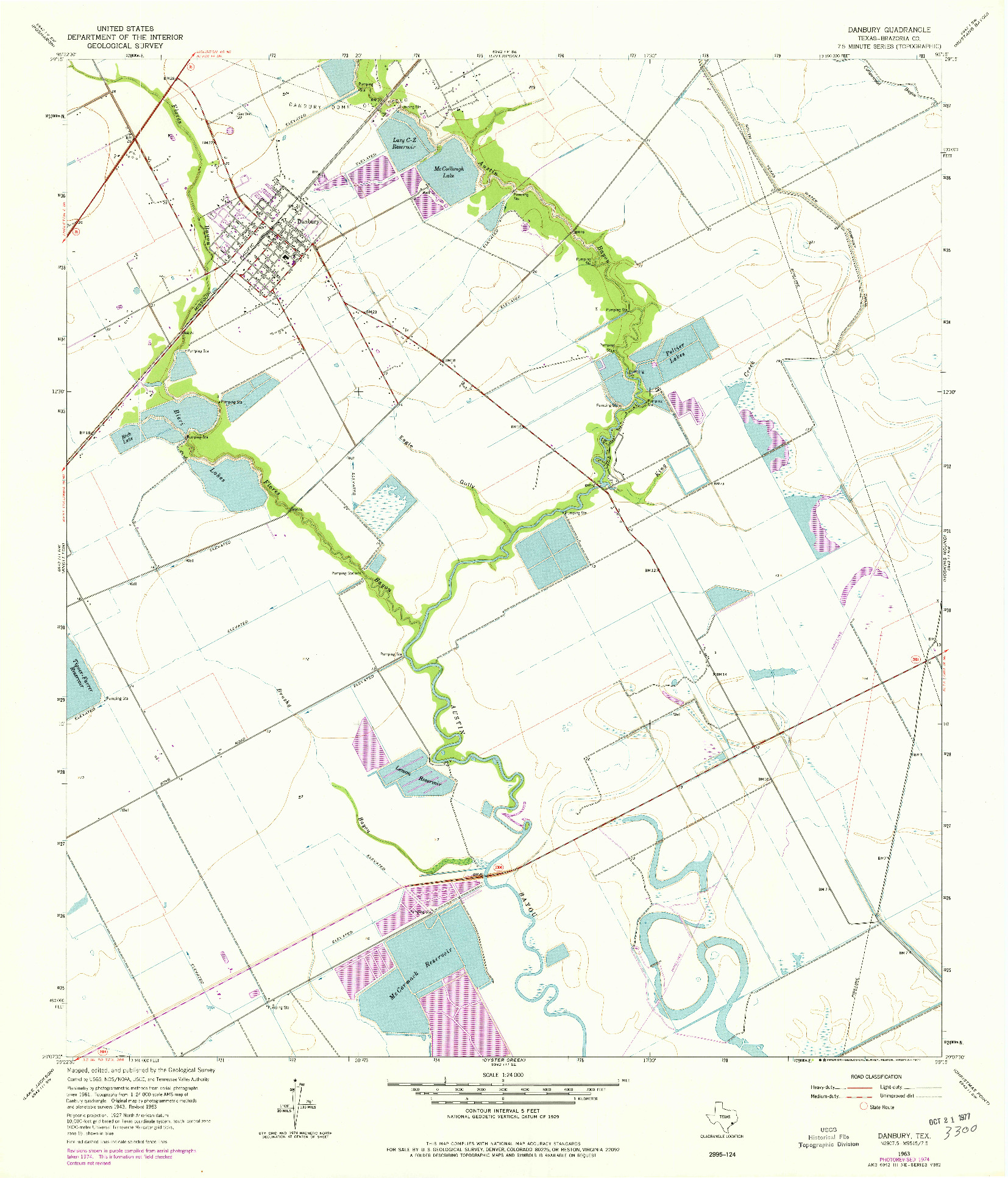 USGS 1:24000-SCALE QUADRANGLE FOR DANBURY, TX 1963