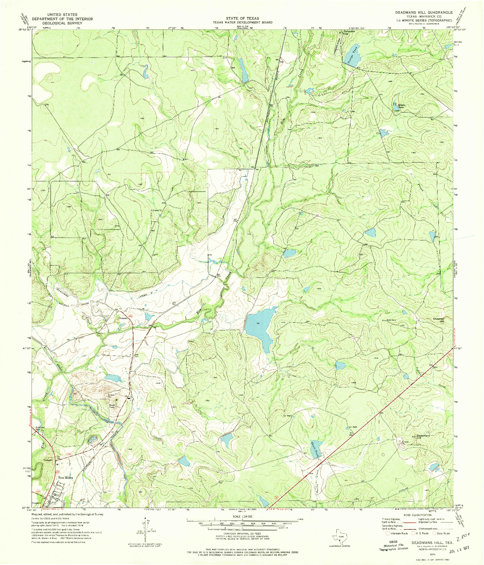 USGS 1:24000-SCALE QUADRANGLE FOR DEADMANS HILL, TX 1974