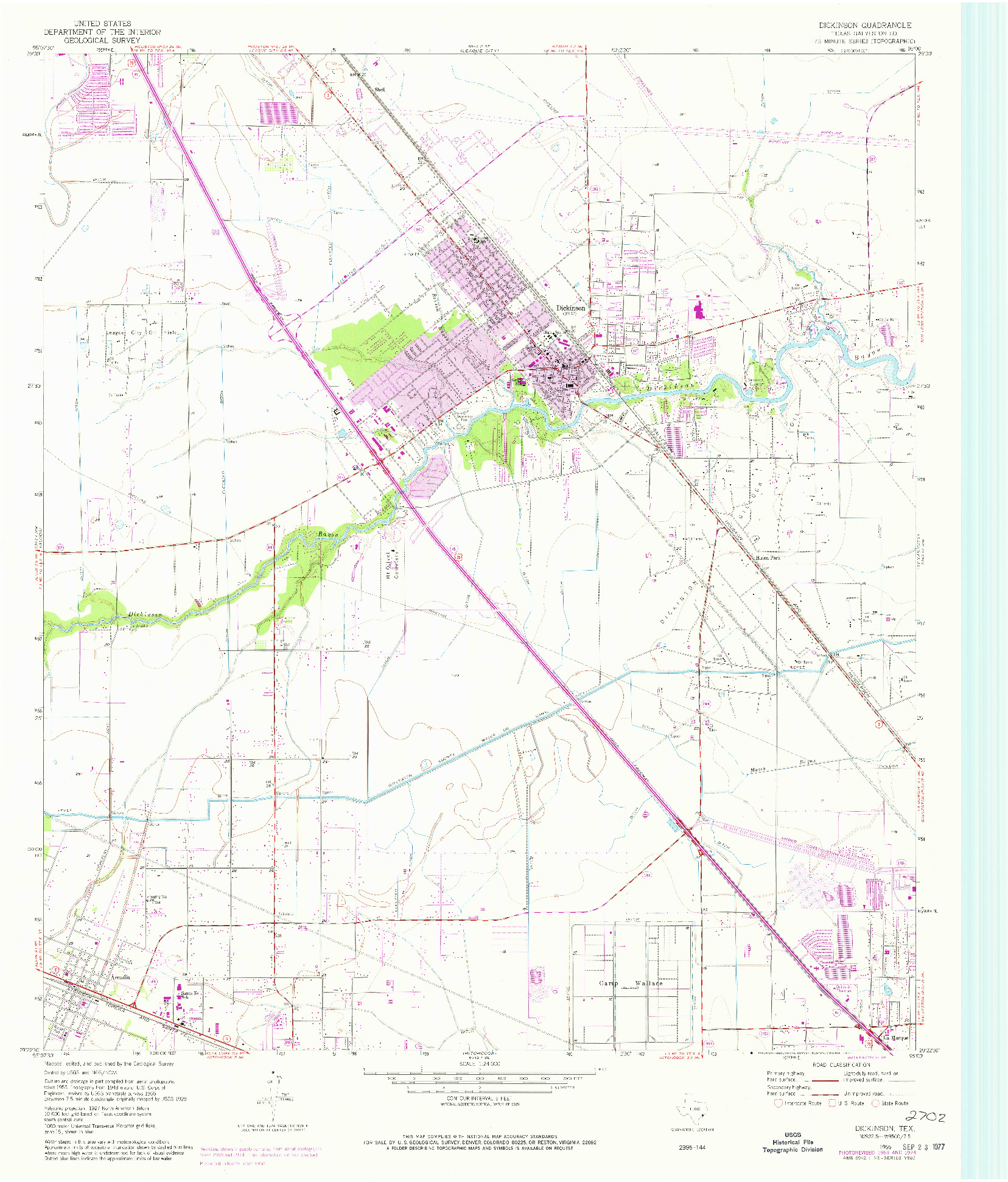 USGS 1:24000-SCALE QUADRANGLE FOR DICKINSON, TX 1955