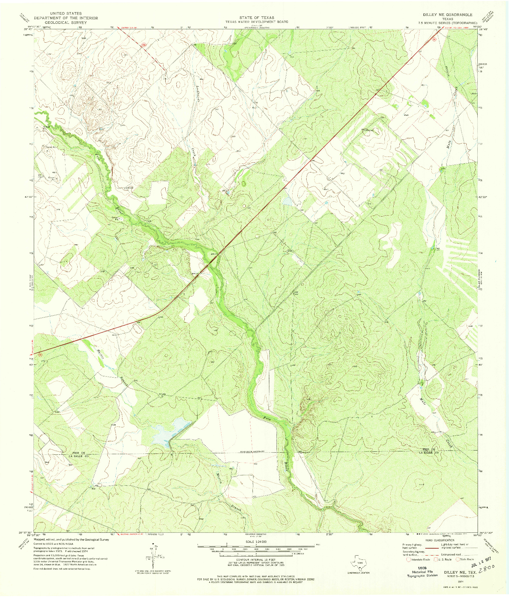 USGS 1:24000-SCALE QUADRANGLE FOR DILLEY NE, TX 1974