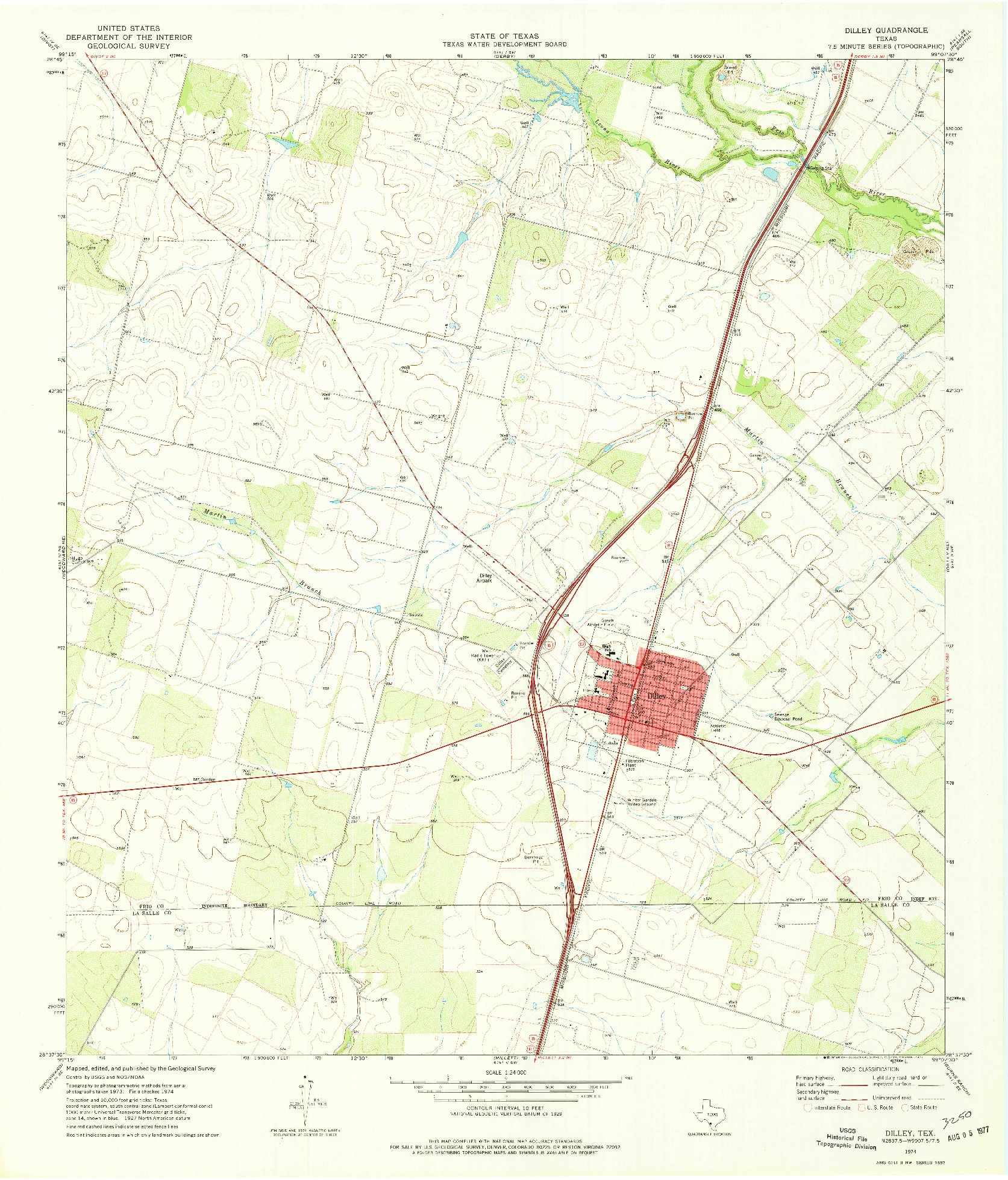 USGS 1:24000-SCALE QUADRANGLE FOR DILLEY, TX 1974