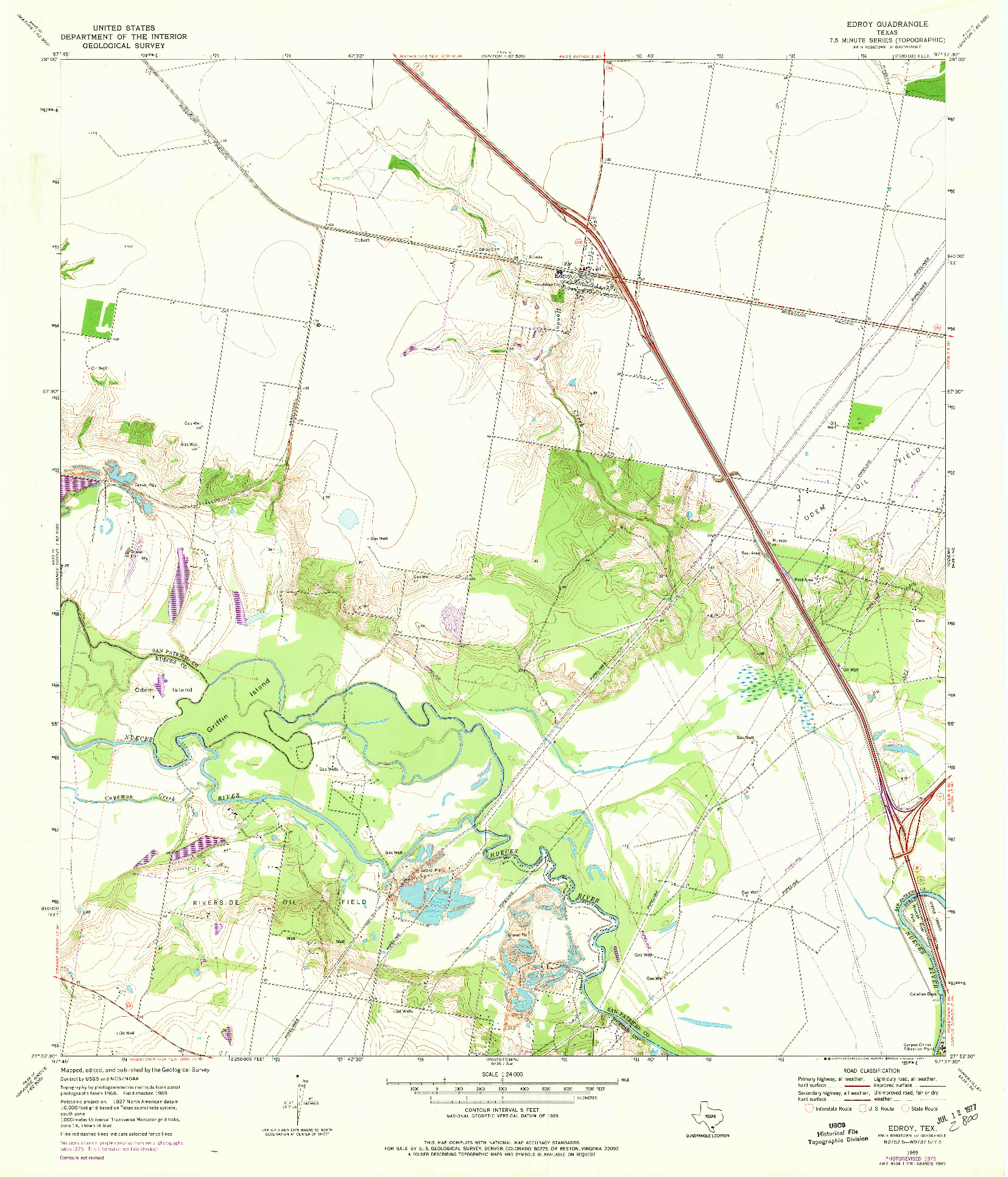 USGS 1:24000-SCALE QUADRANGLE FOR EDROY, TX 1969