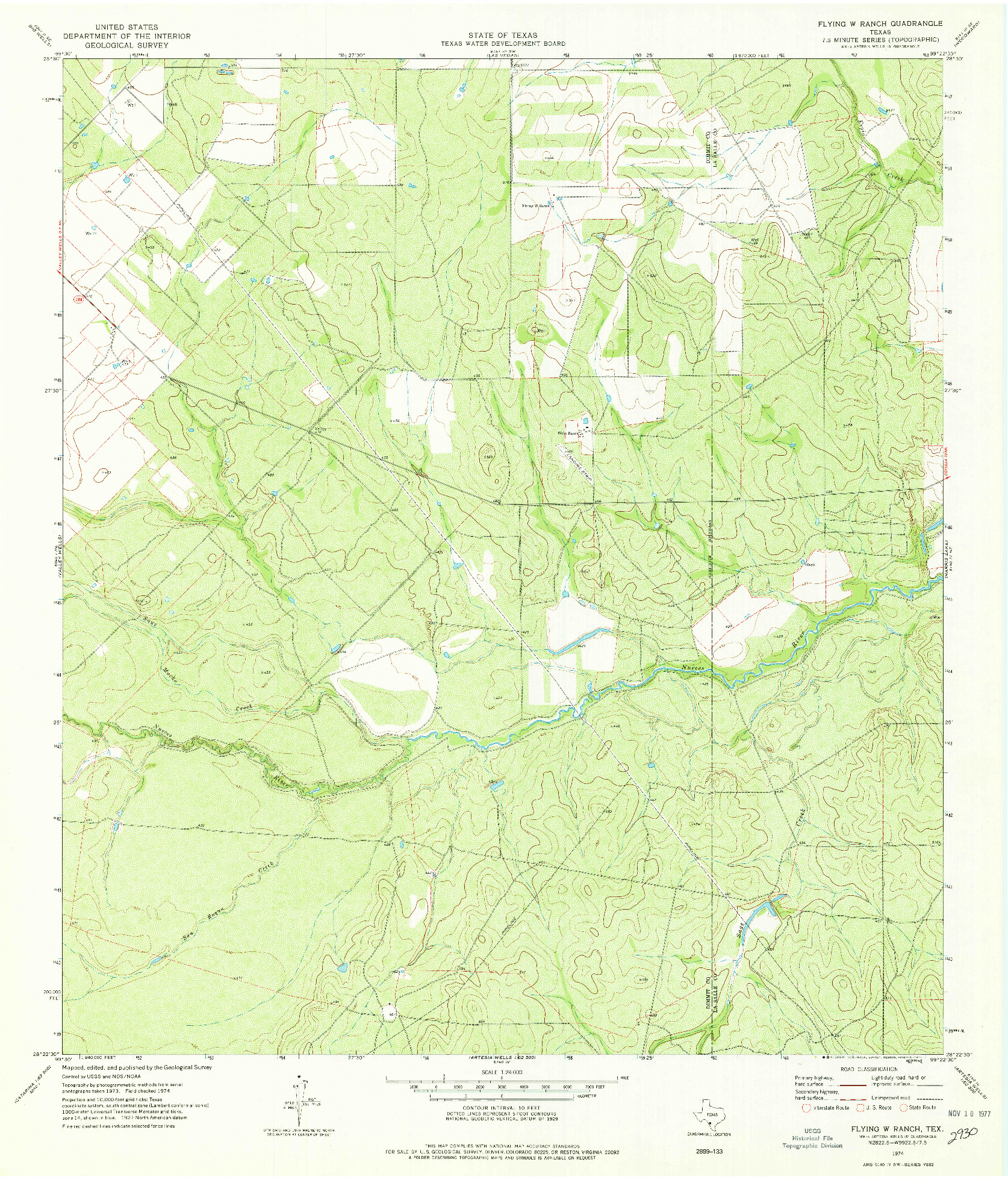 USGS 1:24000-SCALE QUADRANGLE FOR FLYING W RANCH, TX 1974