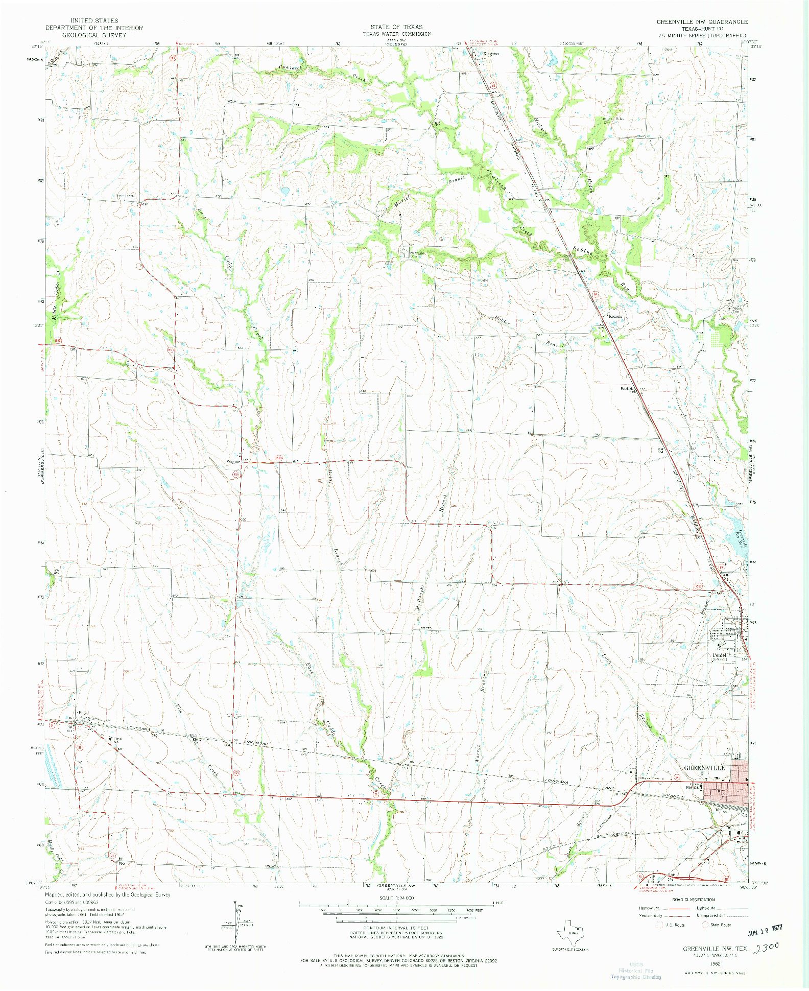 USGS 1:24000-SCALE QUADRANGLE FOR GREENVILLE NW, TX 1962