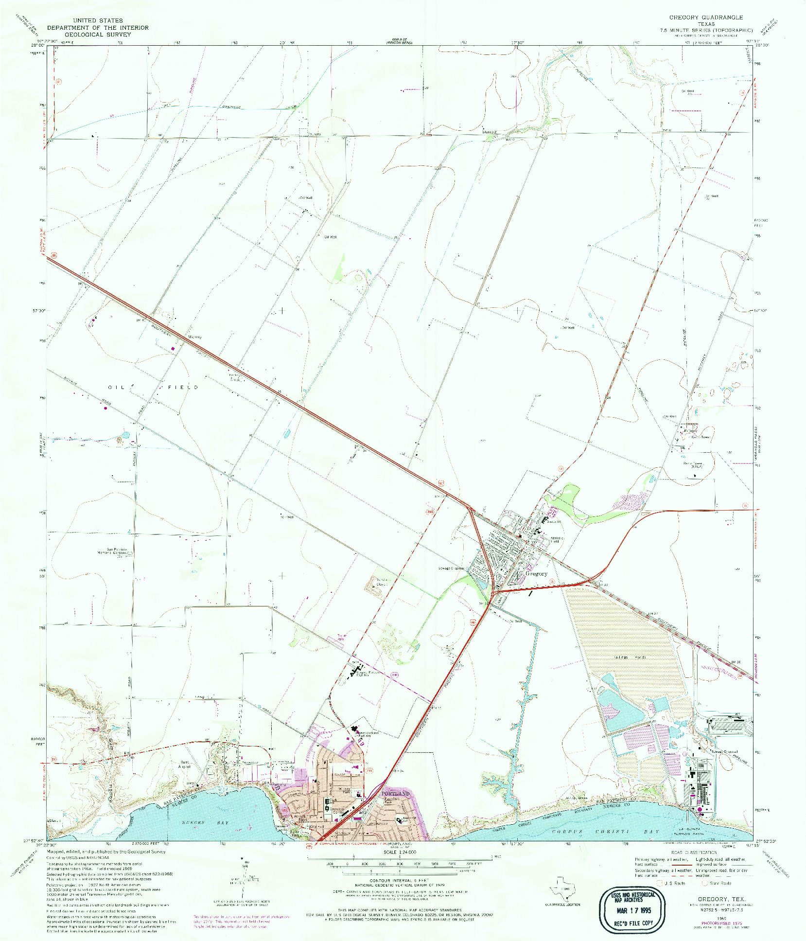 USGS 1:24000-SCALE QUADRANGLE FOR GREGORY, TX 1969