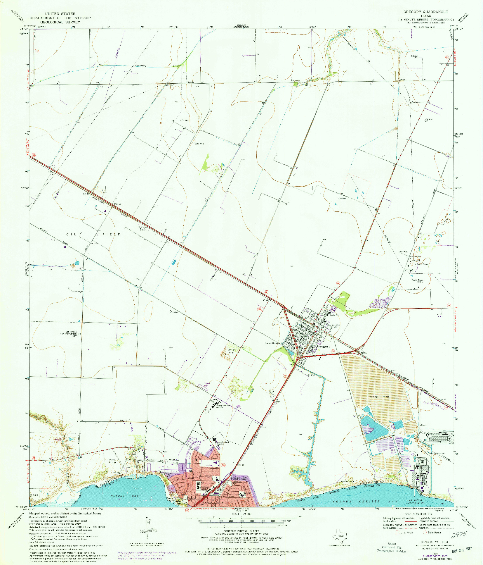 USGS 1:24000-SCALE QUADRANGLE FOR GREGORY, TX 1969