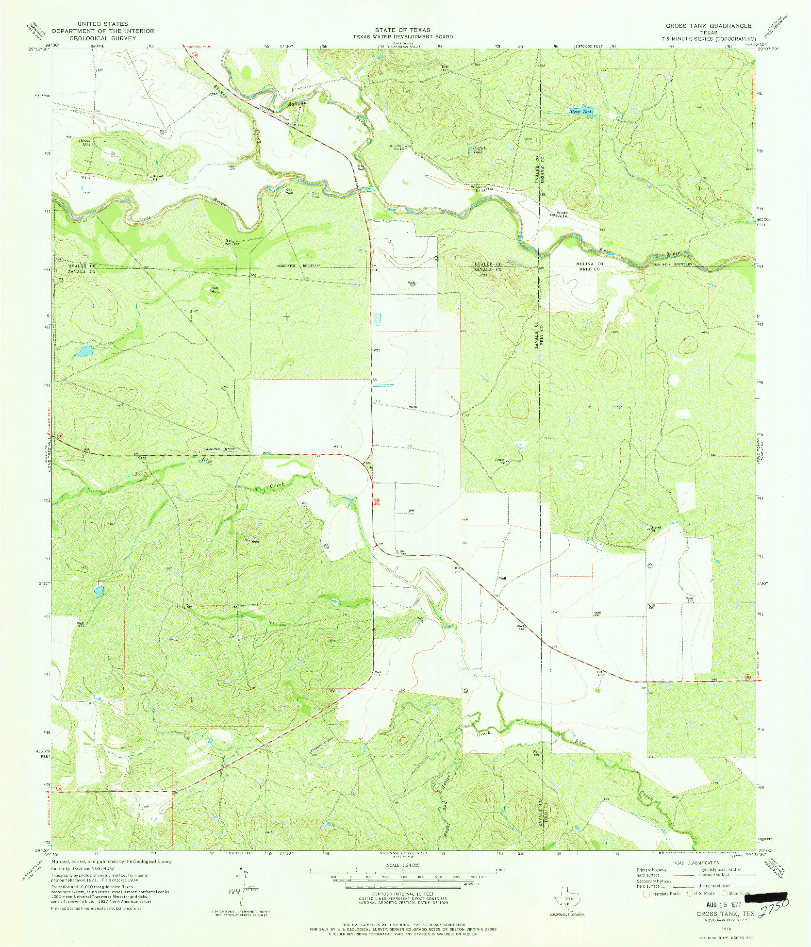 USGS 1:24000-SCALE QUADRANGLE FOR GROSS TANK, TX 1974