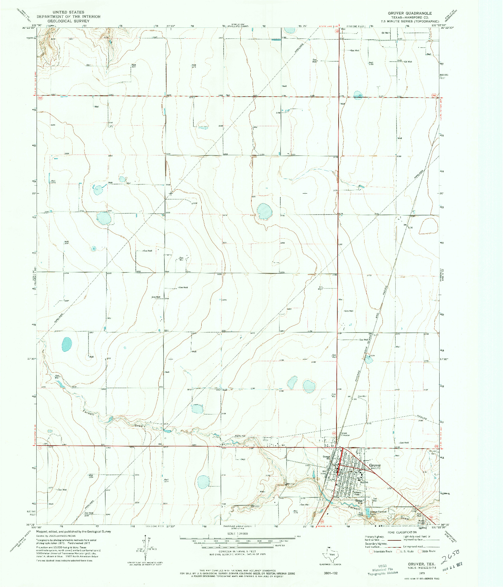 USGS 1:24000-SCALE QUADRANGLE FOR GRUVER, TX 1973