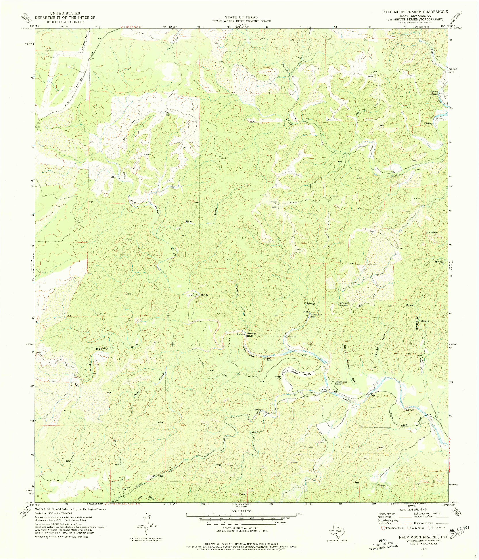 USGS 1:24000-SCALE QUADRANGLE FOR HALF MOON PRAIRIE, TX 1974