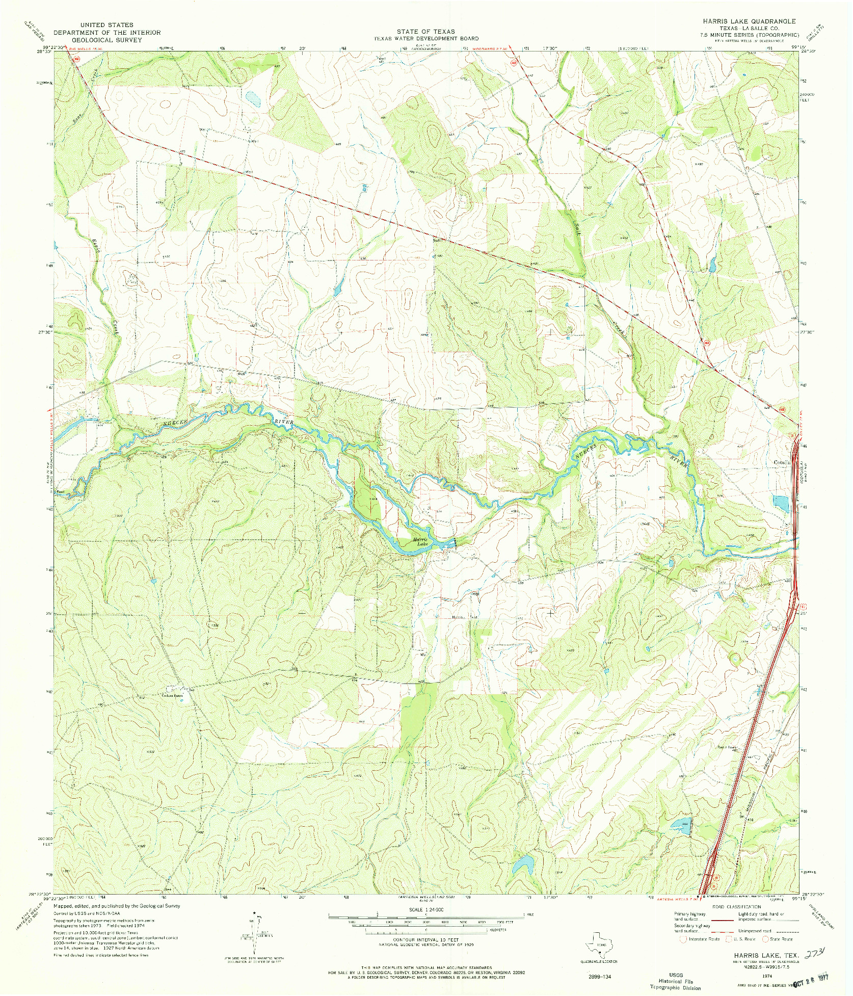 USGS 1:24000-SCALE QUADRANGLE FOR HARRIS LAKE, TX 1974