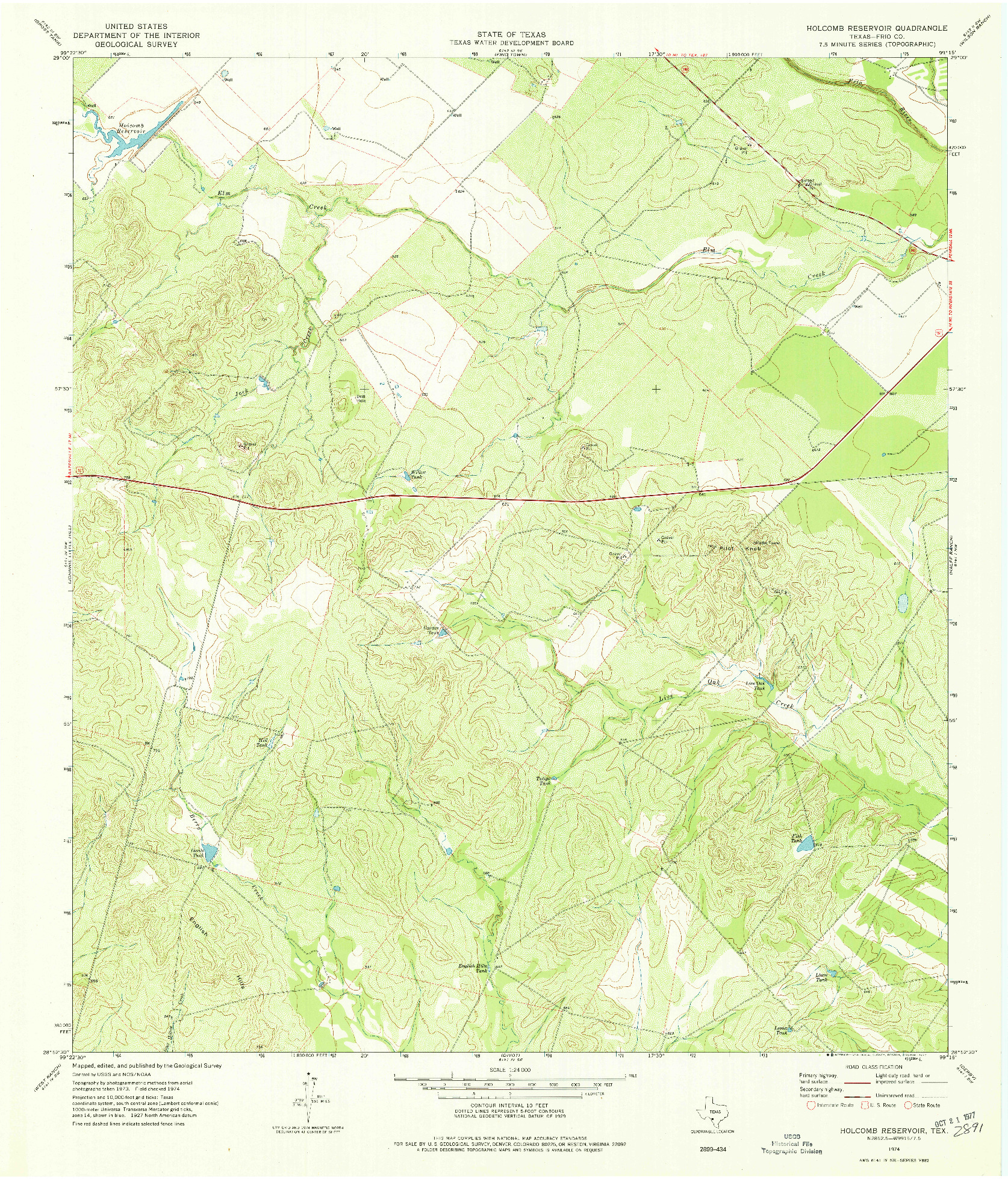 USGS 1:24000-SCALE QUADRANGLE FOR HOLCOMB RESERVOIR, TX 1974