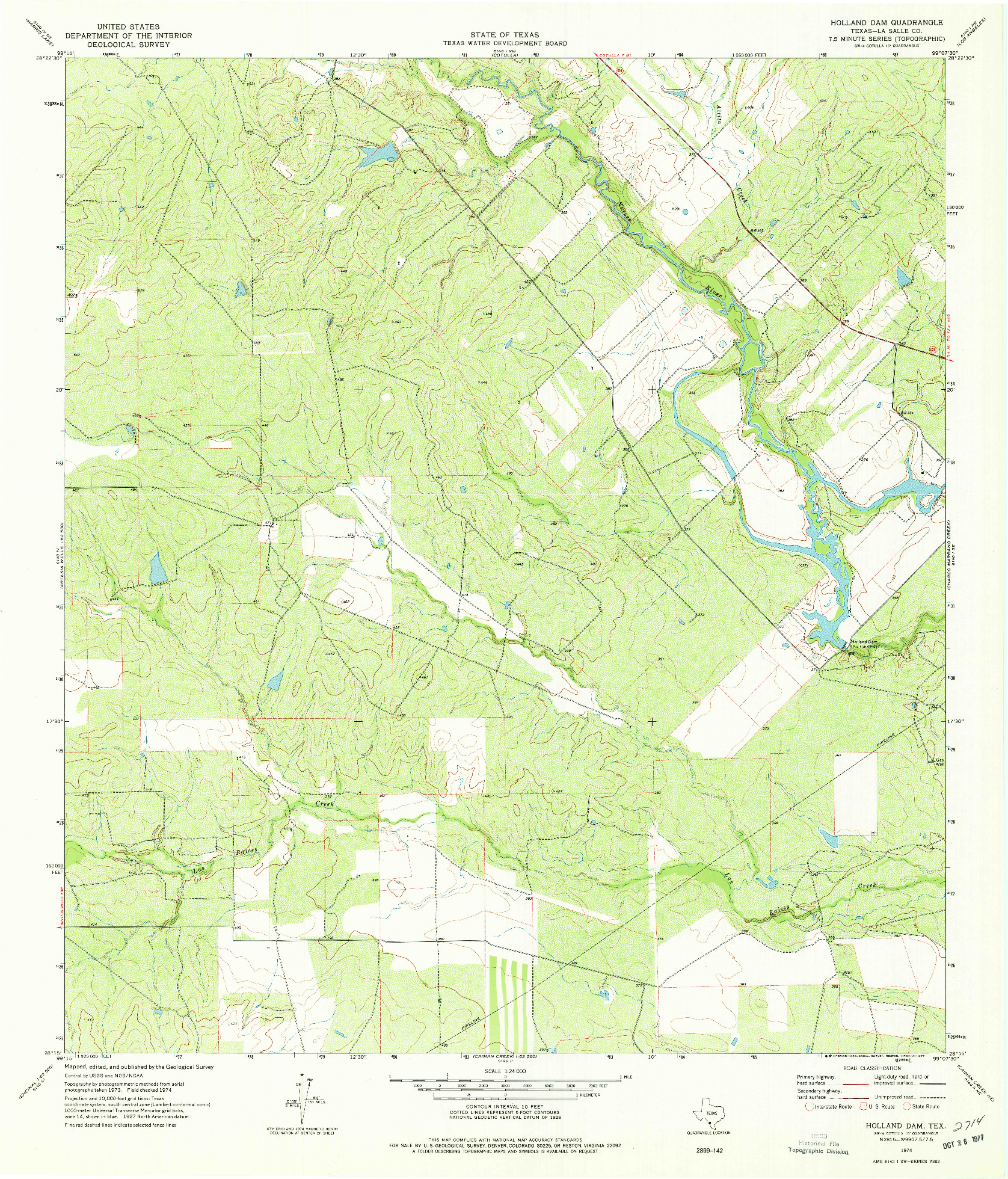 USGS 1:24000-SCALE QUADRANGLE FOR HOLLAND DAM, TX 1974