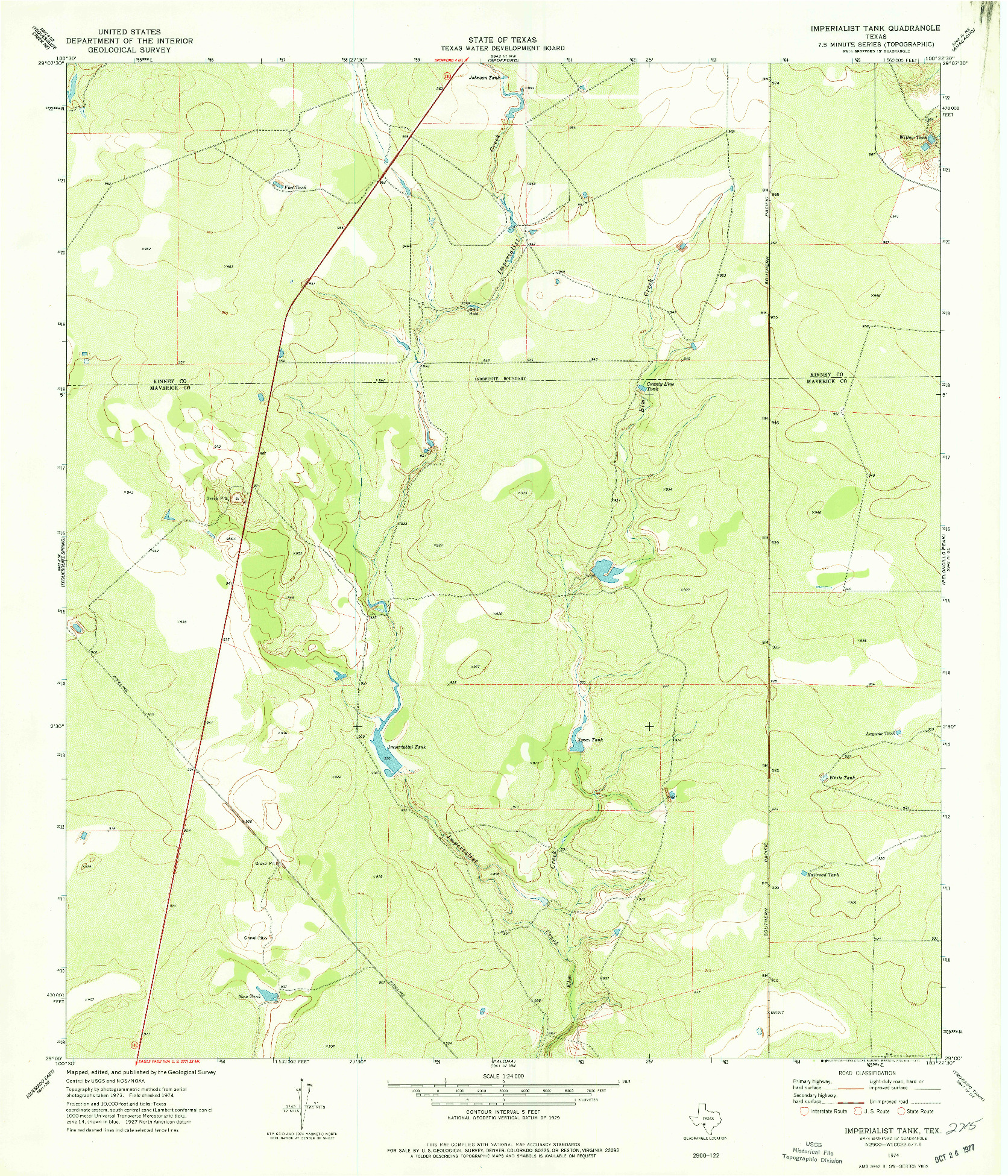 USGS 1:24000-SCALE QUADRANGLE FOR IMPERIALIST TANK, TX 1974