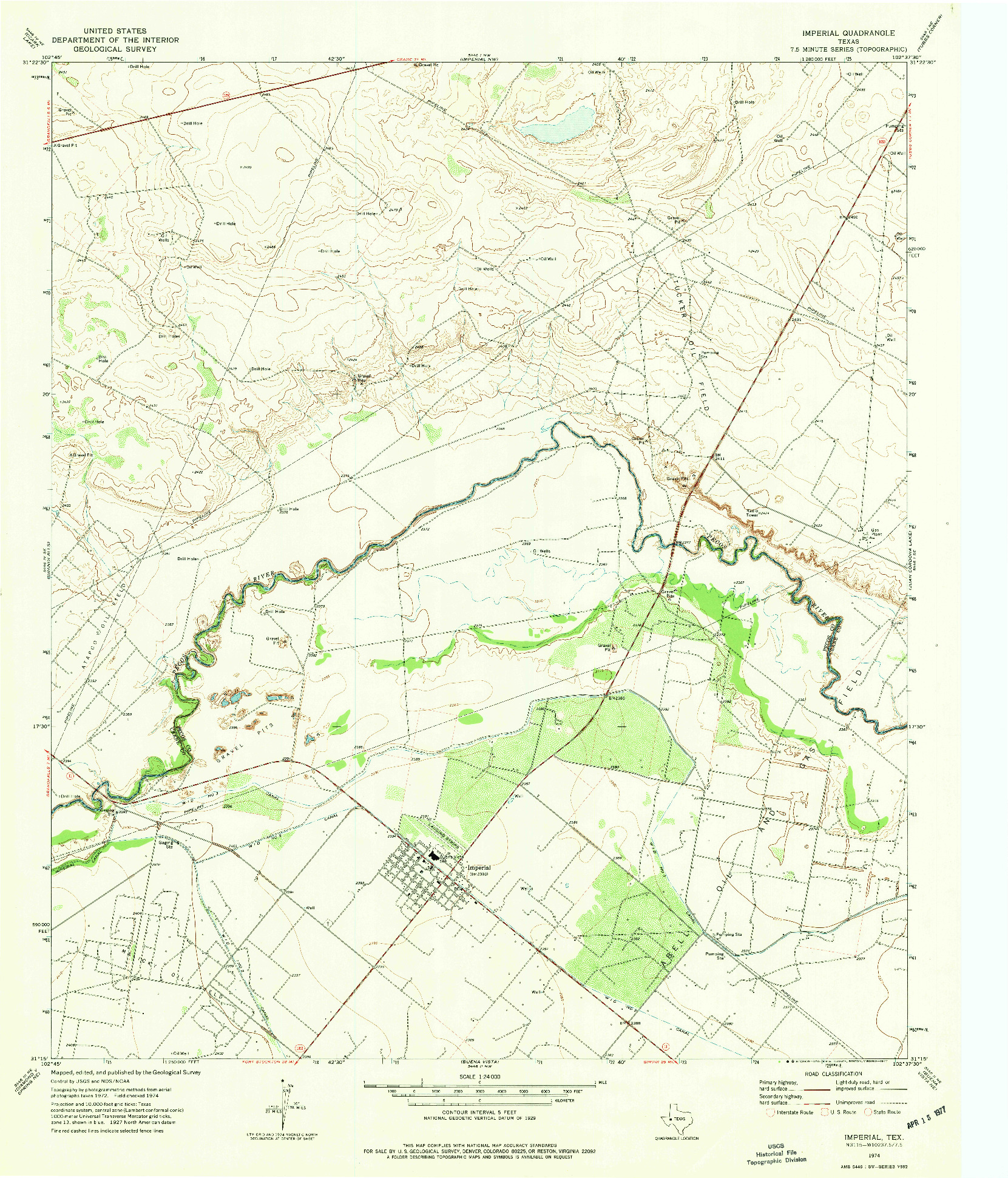 USGS 1:24000-SCALE QUADRANGLE FOR IMPERIAL, TX 1974