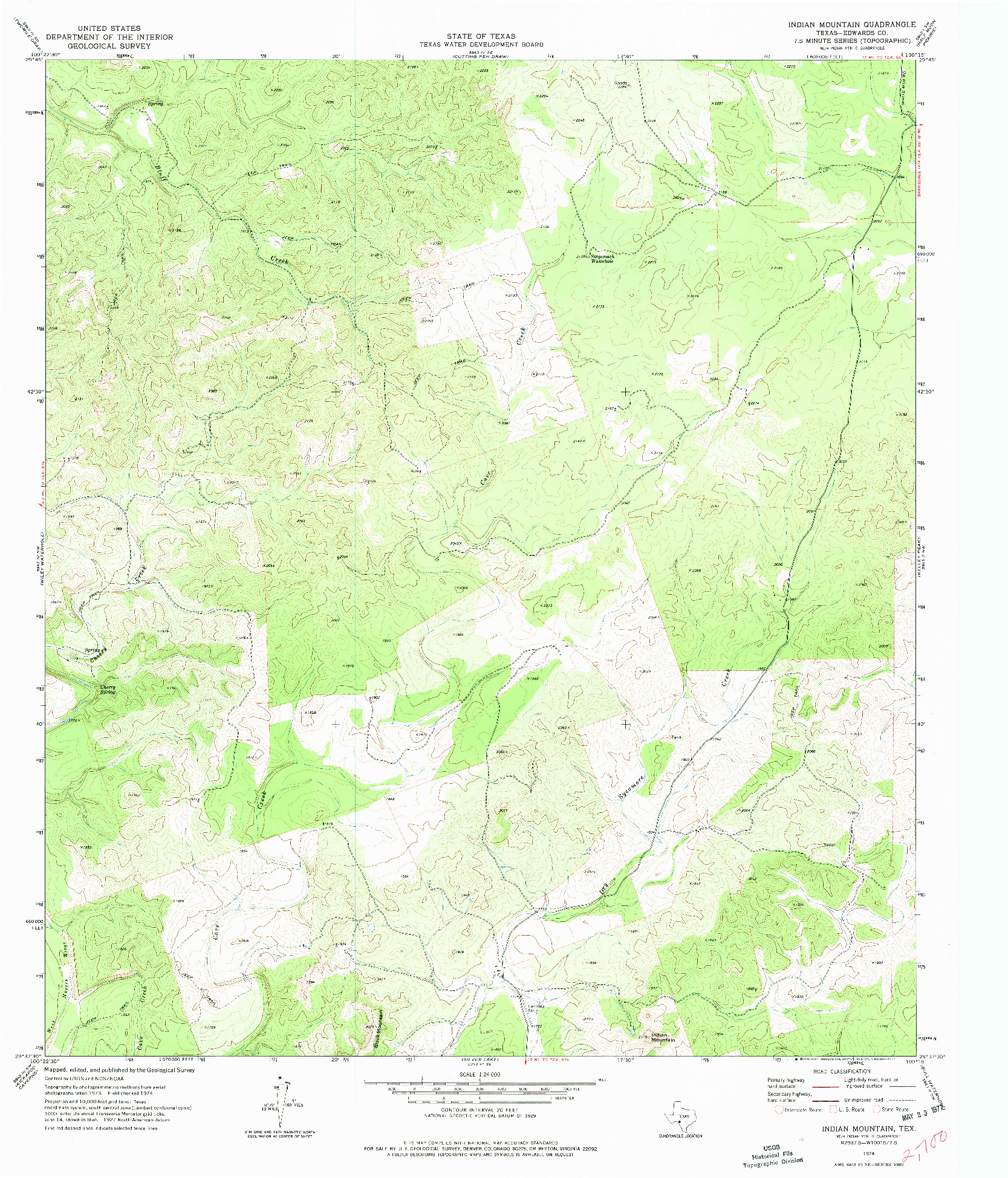 USGS 1:24000-SCALE QUADRANGLE FOR INDIAN MOUNTAIN, TX 1974