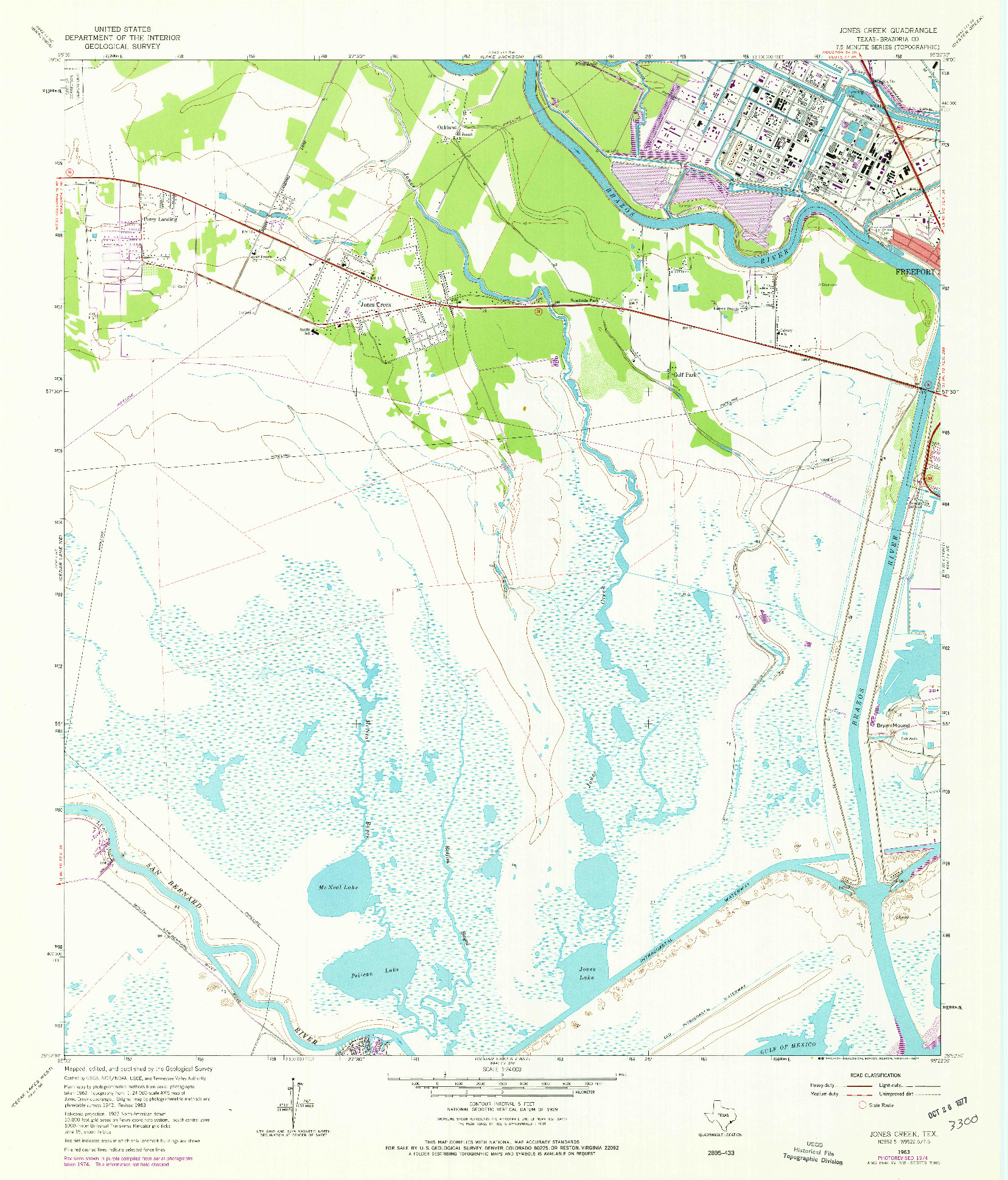 USGS 1:24000-SCALE QUADRANGLE FOR JONES CREEK, TX 1963