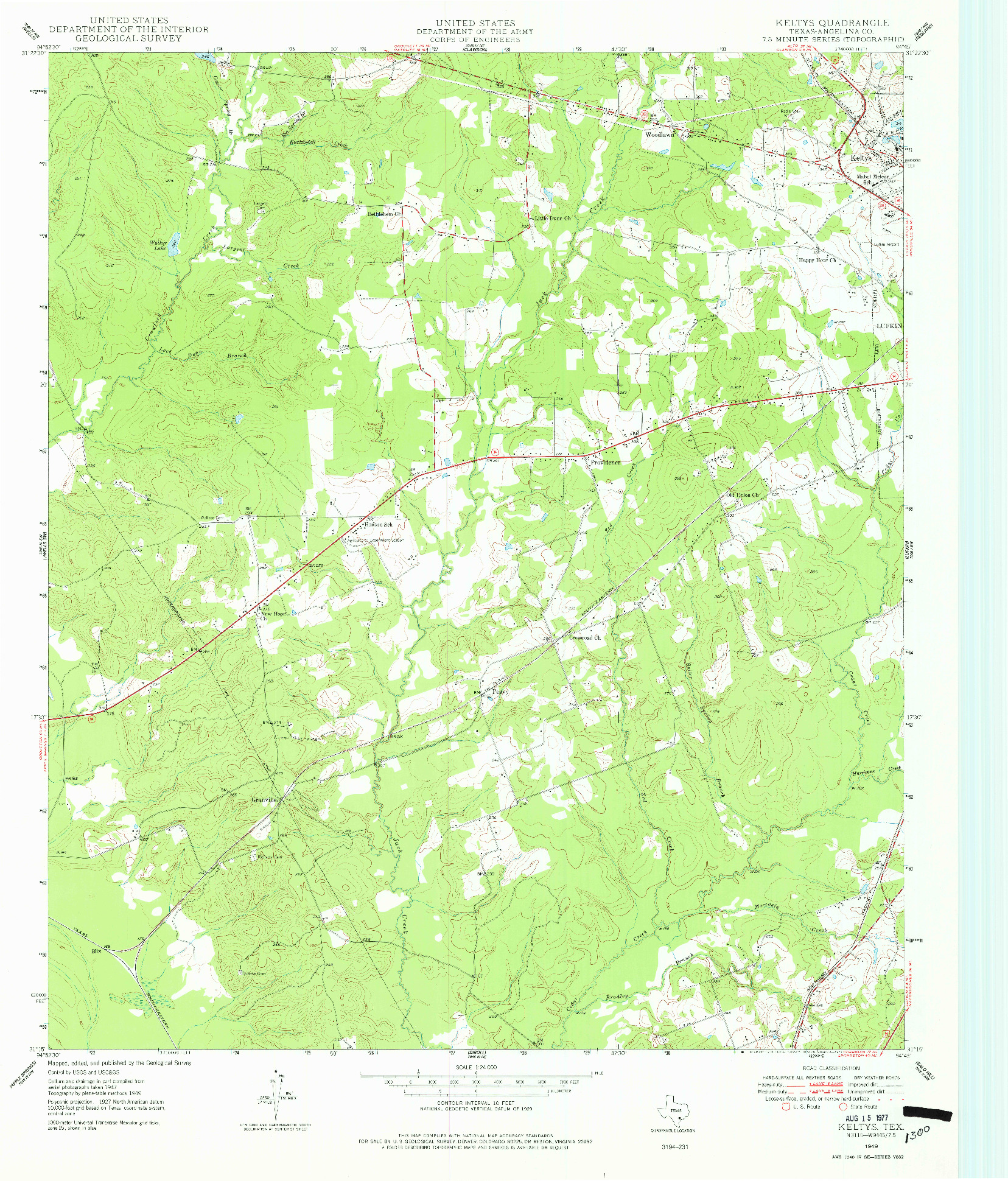 USGS 1:24000-SCALE QUADRANGLE FOR KELTYS, TX 1949